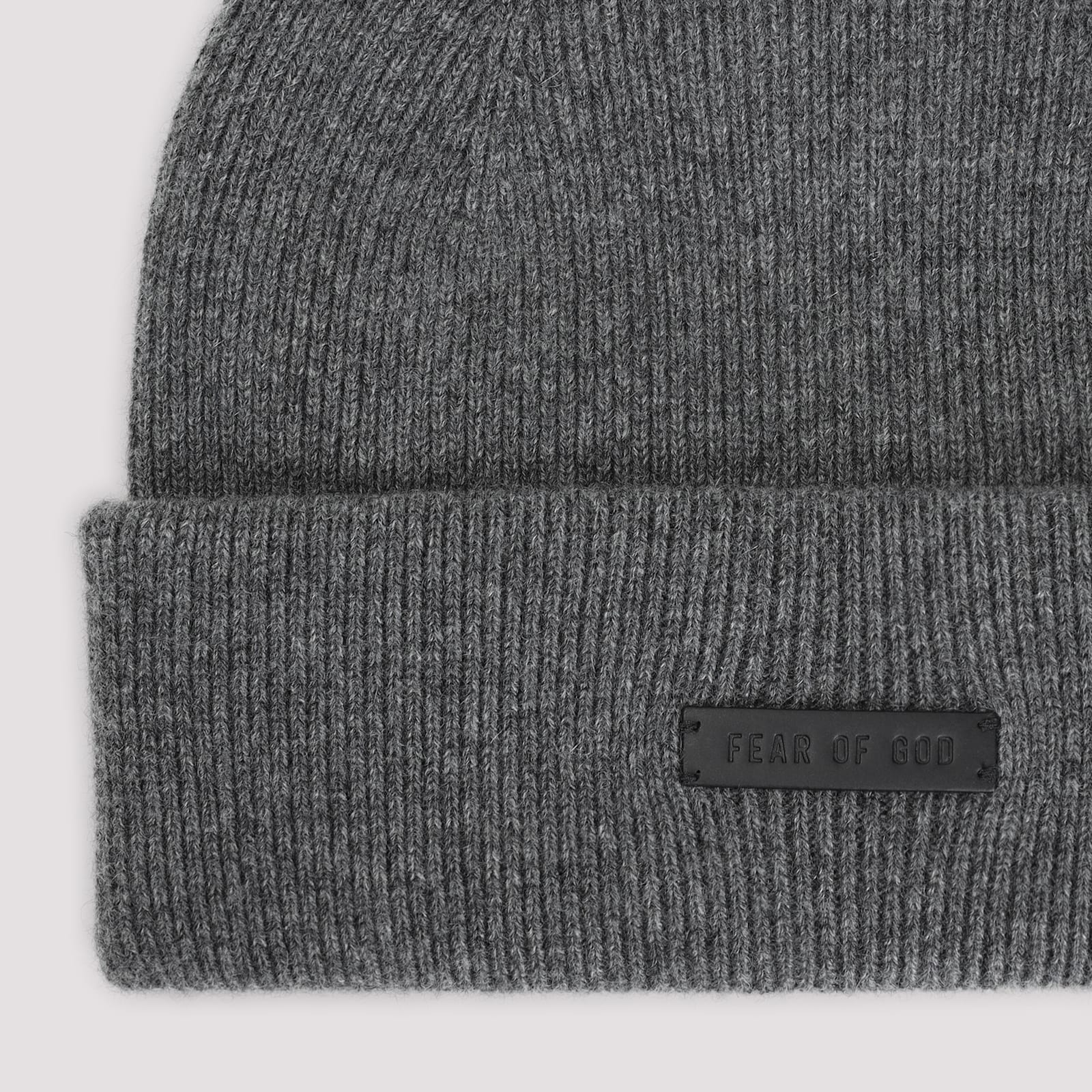 Fear Of God Logo Cashmere Beanie In Granite