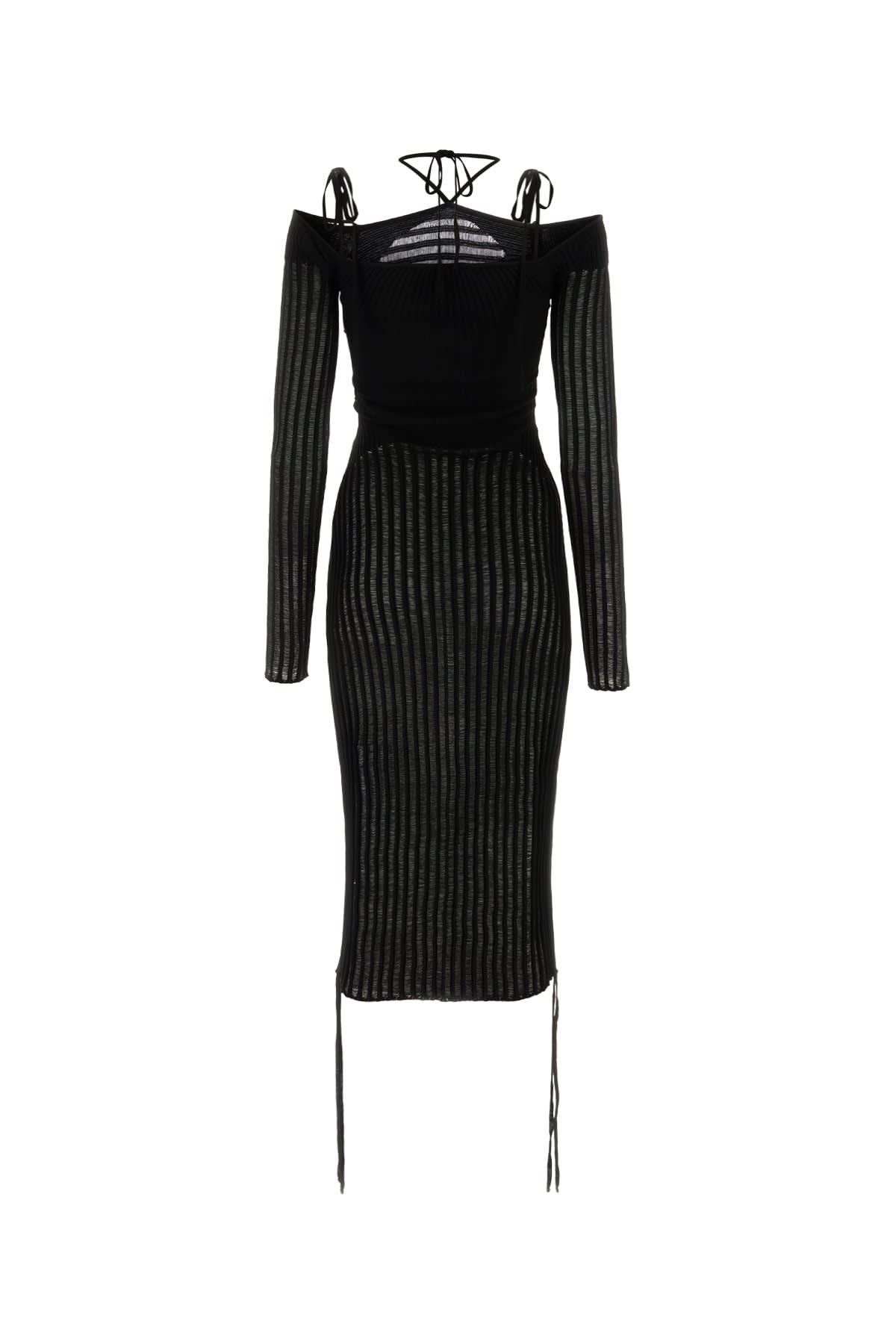 Andreädamo Andreādamo Ribbed Knit Dress In Black