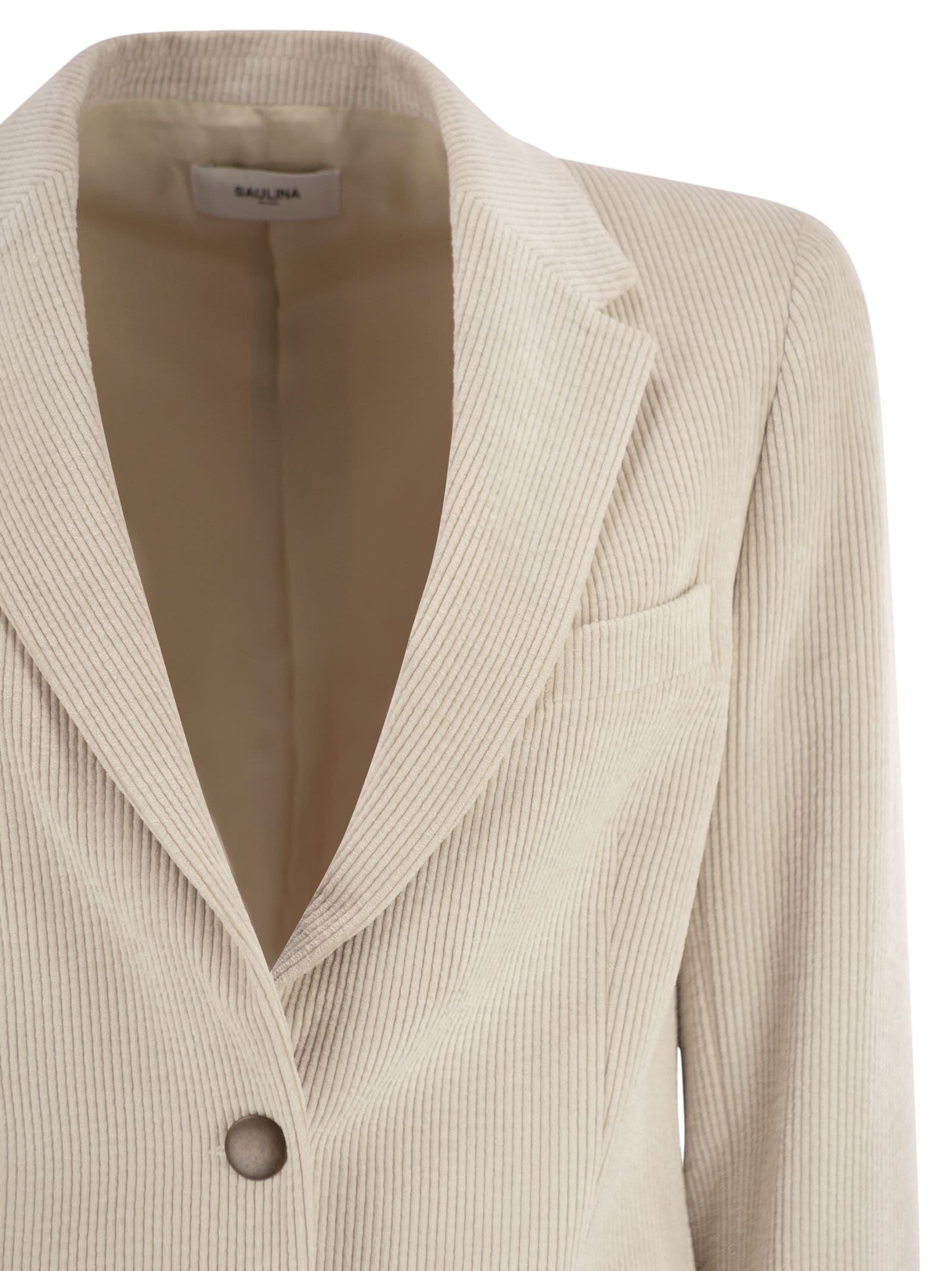Saulina Milano Antonia - Single-breasted Velvet Jacket In Neutral