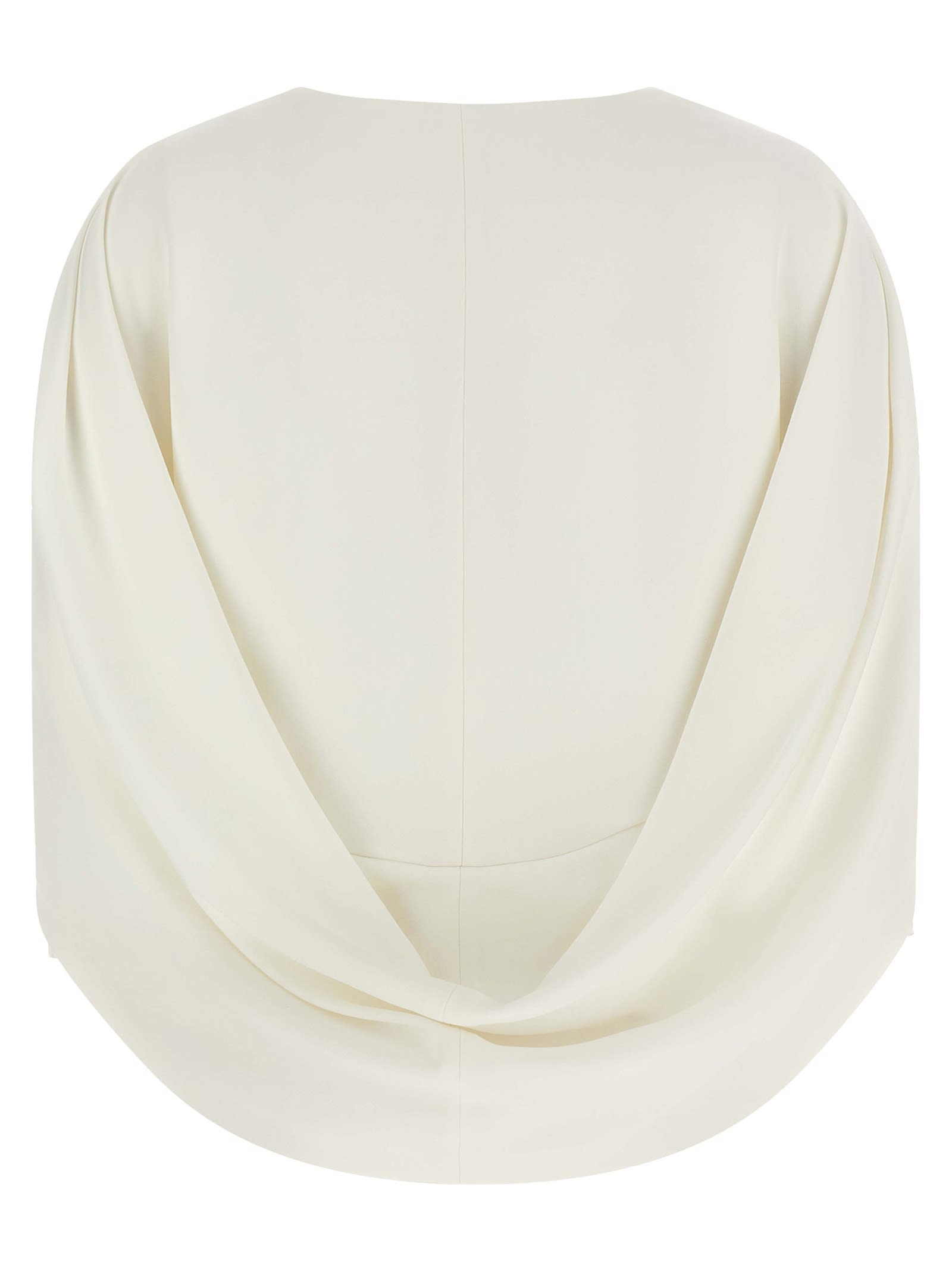 Alberta Ferretti Cape-inspired Stretch Cady Top With Draped Elegance In Neutral