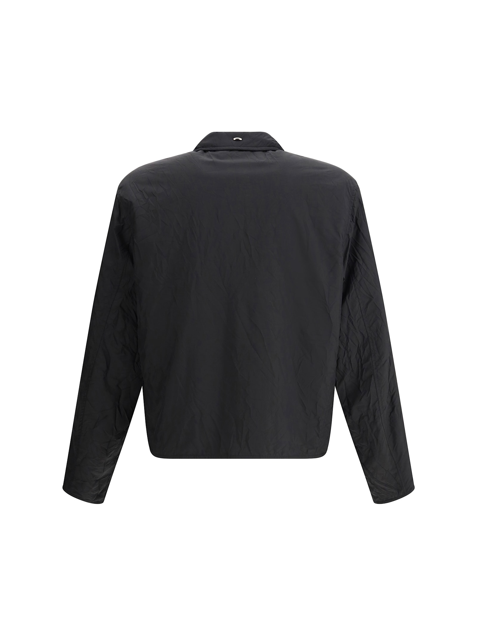 Our Legacy Jacket With Collar In Shining Black Crinkle Solaro