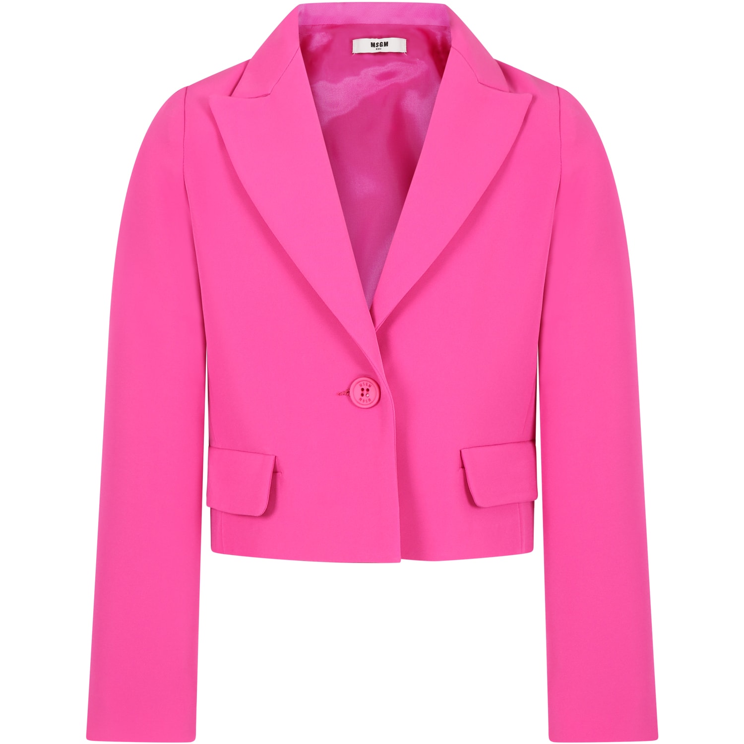 Shop Msgm Fuchsia Jacket For Girl With Heart And Logo