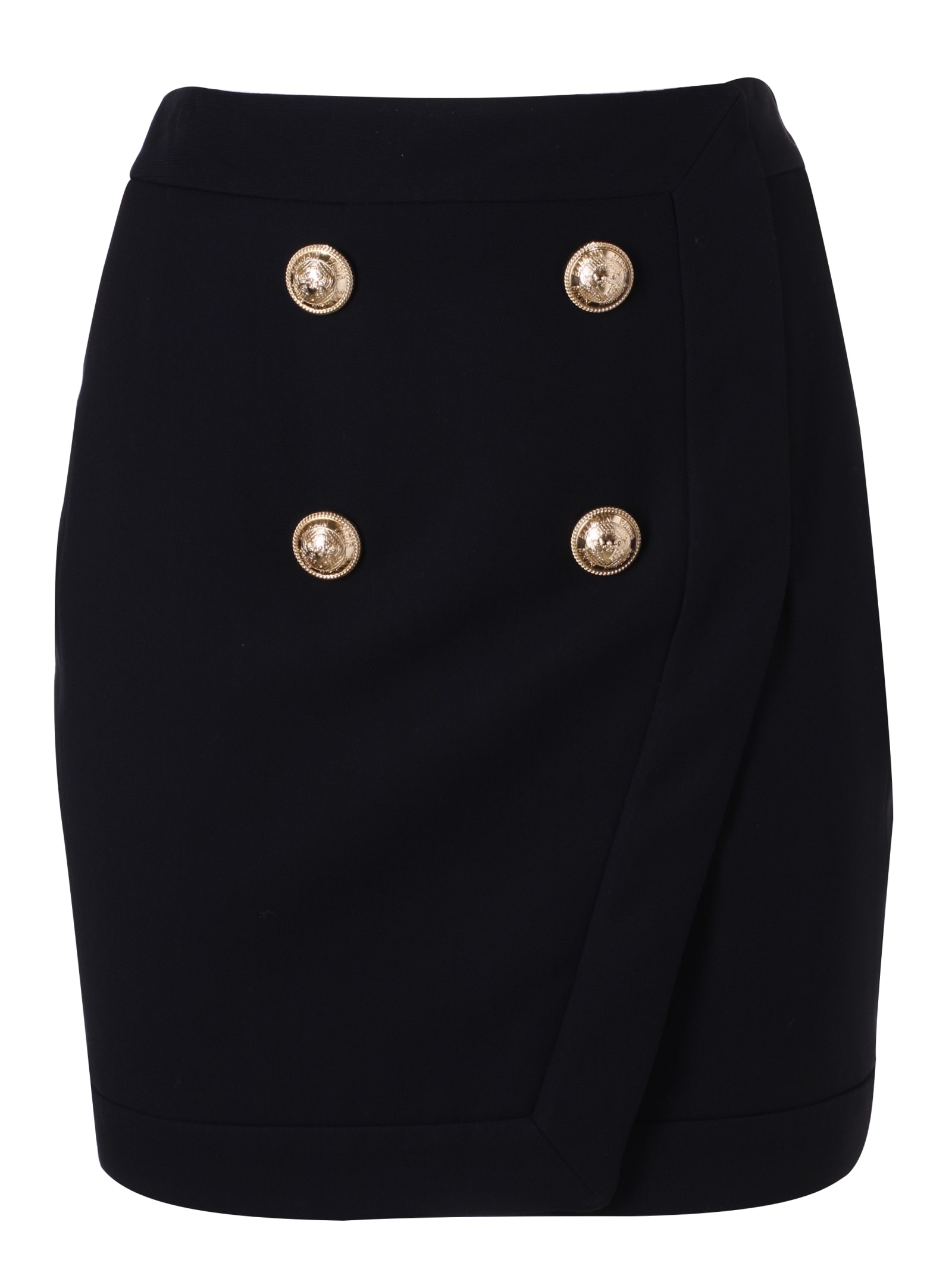 Balmain Rear Zip Double-breasted Skirt In Black