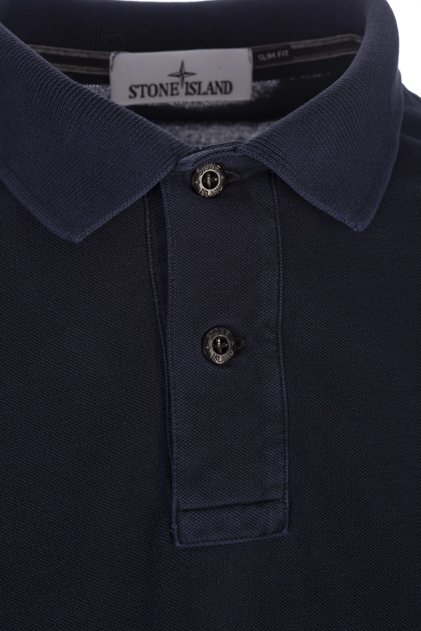 Shop Stone Island Navy Blue Pigment Dyed Slim Fit Polo Shirt