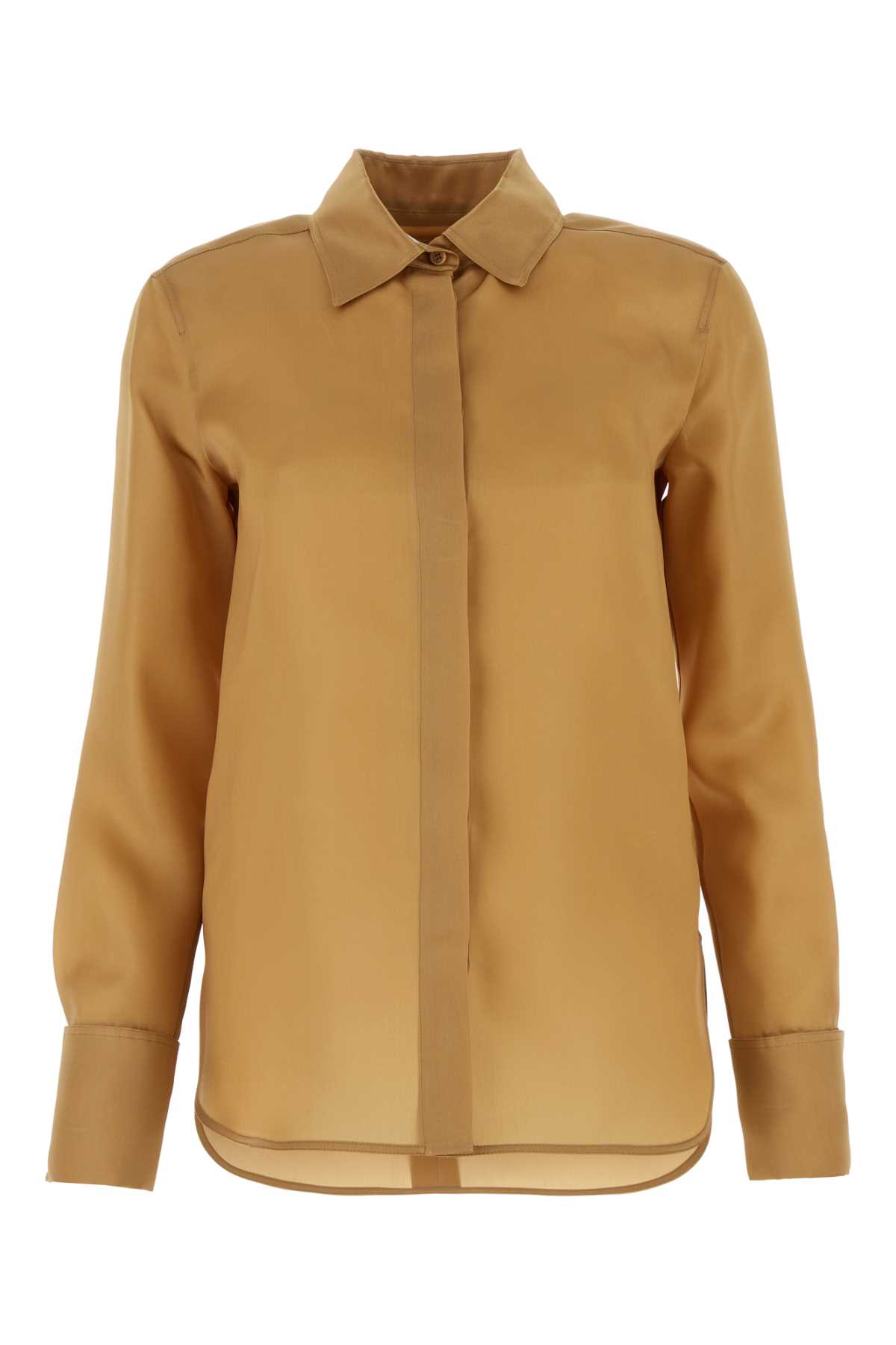 Shop Max Mara Biscuit Silk Shirt In Cuoio