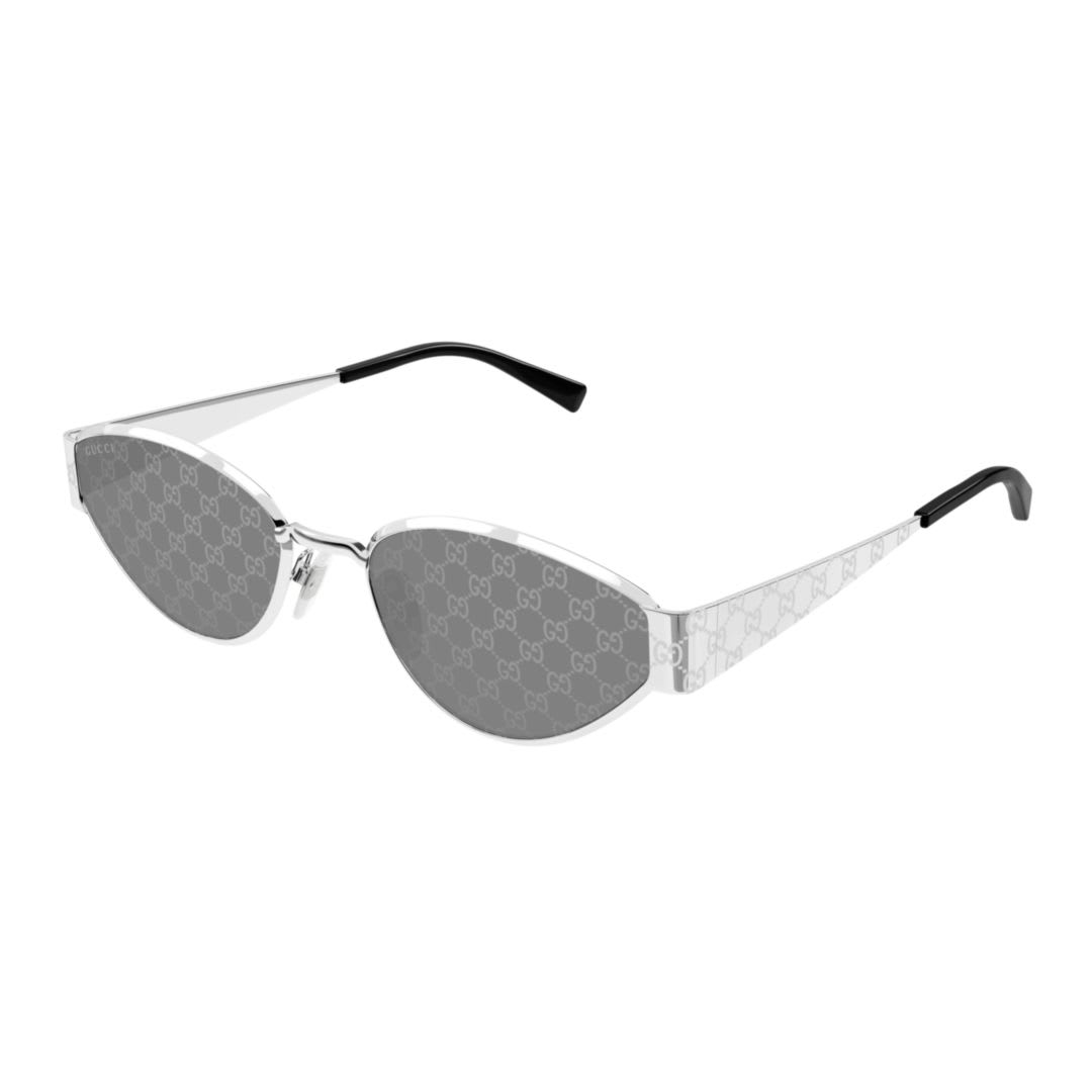 Gucci Gg1853s Linea Sign Gg1853s 002 Silver Smoke Sunglasses In Metallic
