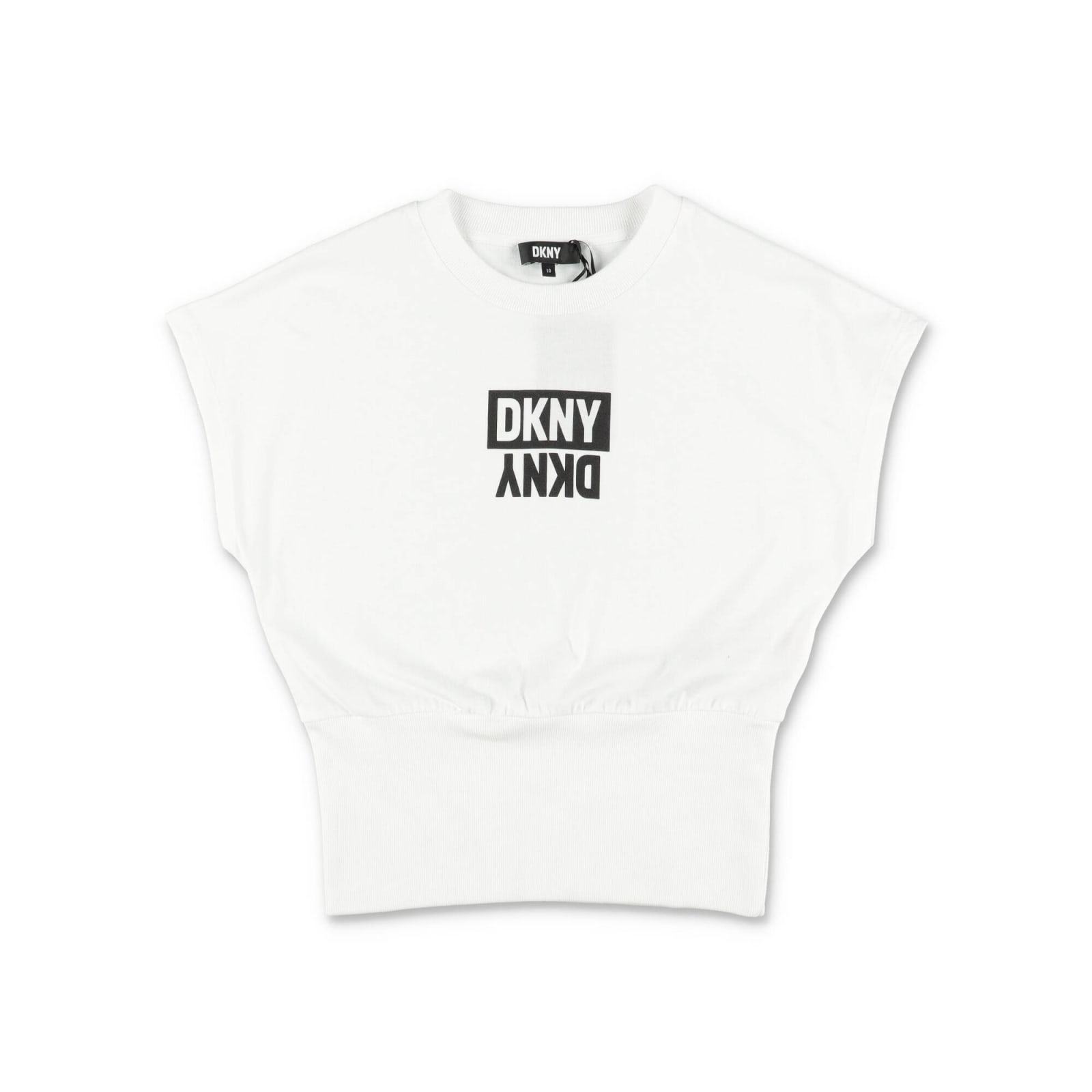 Dkny T-shirt Bianca In Jersey Di Cotone Bambina