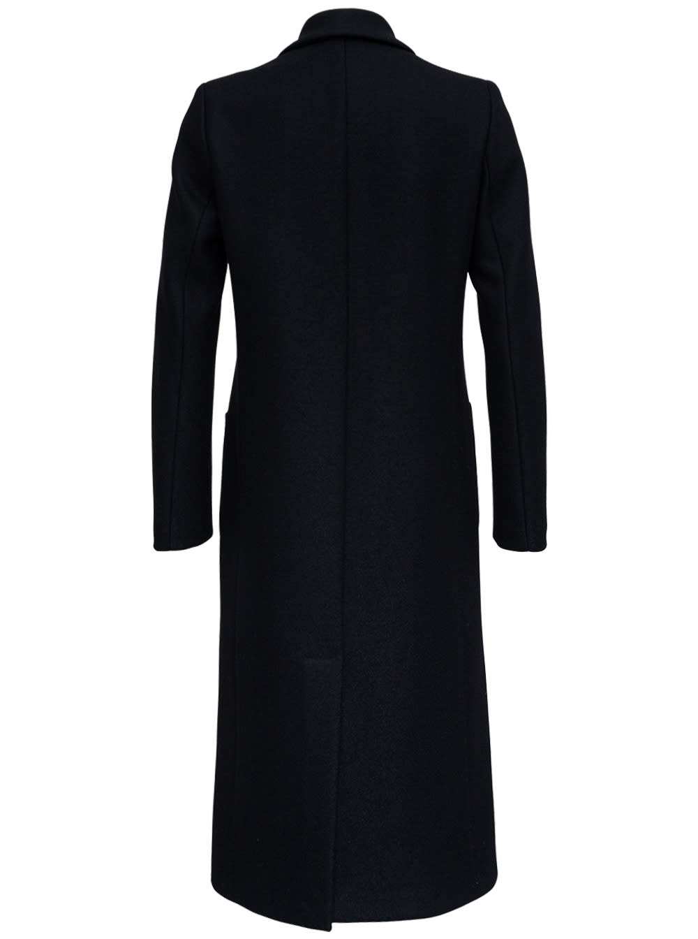 Tonello Long Double-breasted Black Wool Coat