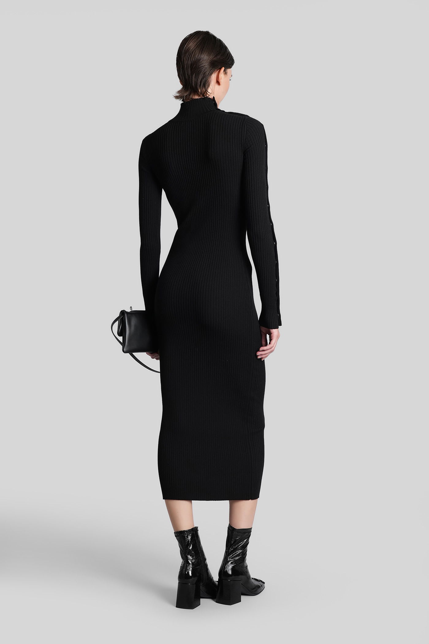 Courrèges Long Dress In Black Viscose In Black