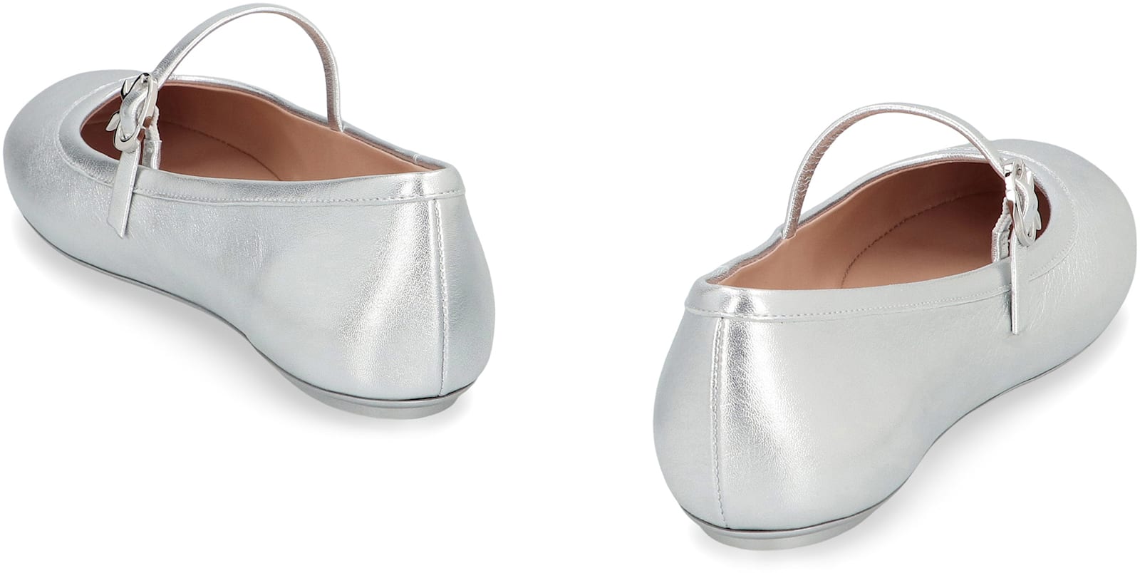 Gianvito Rossi Carla Metallic Leather Mary Jane Flats