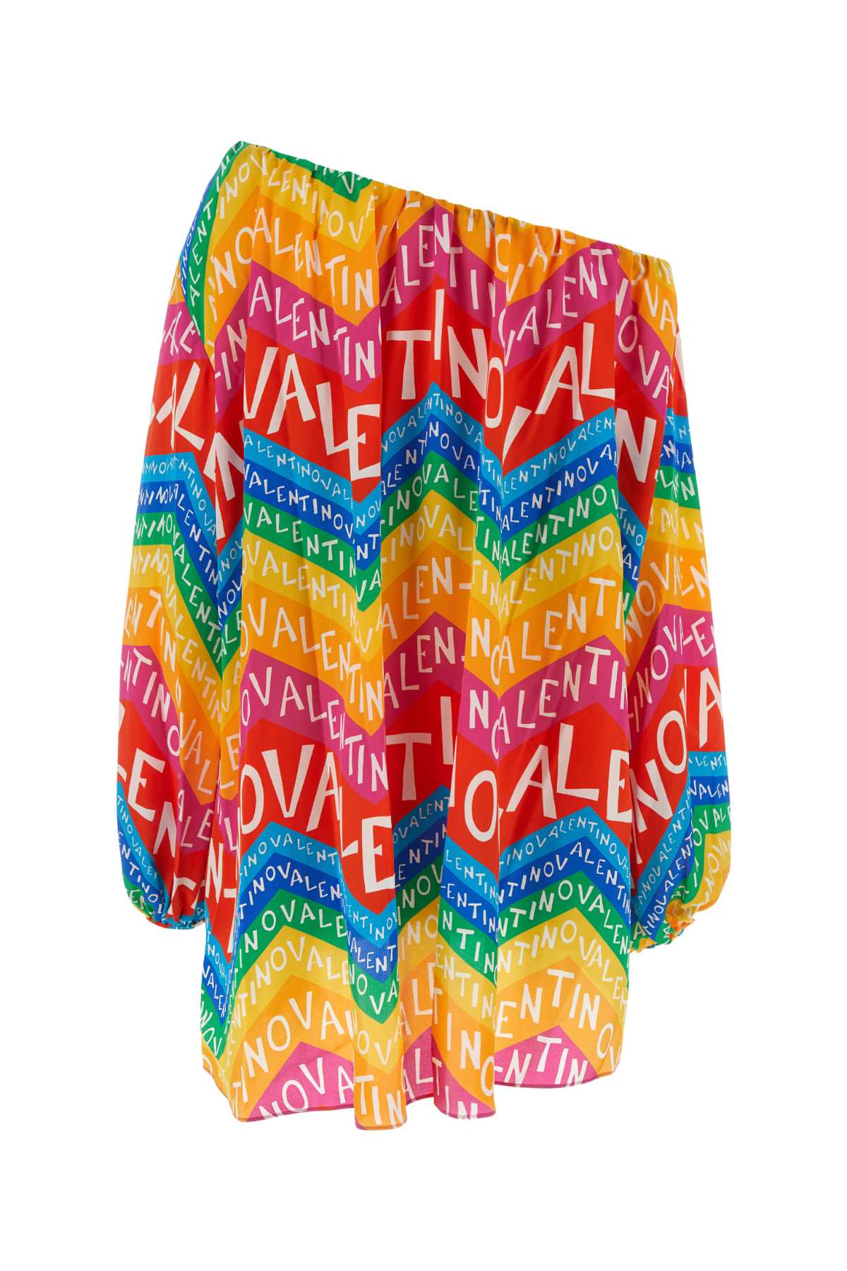 Shop Valentino Printed Crepe  Garavani Escape One-shoulder Mini Dress In Multicolor