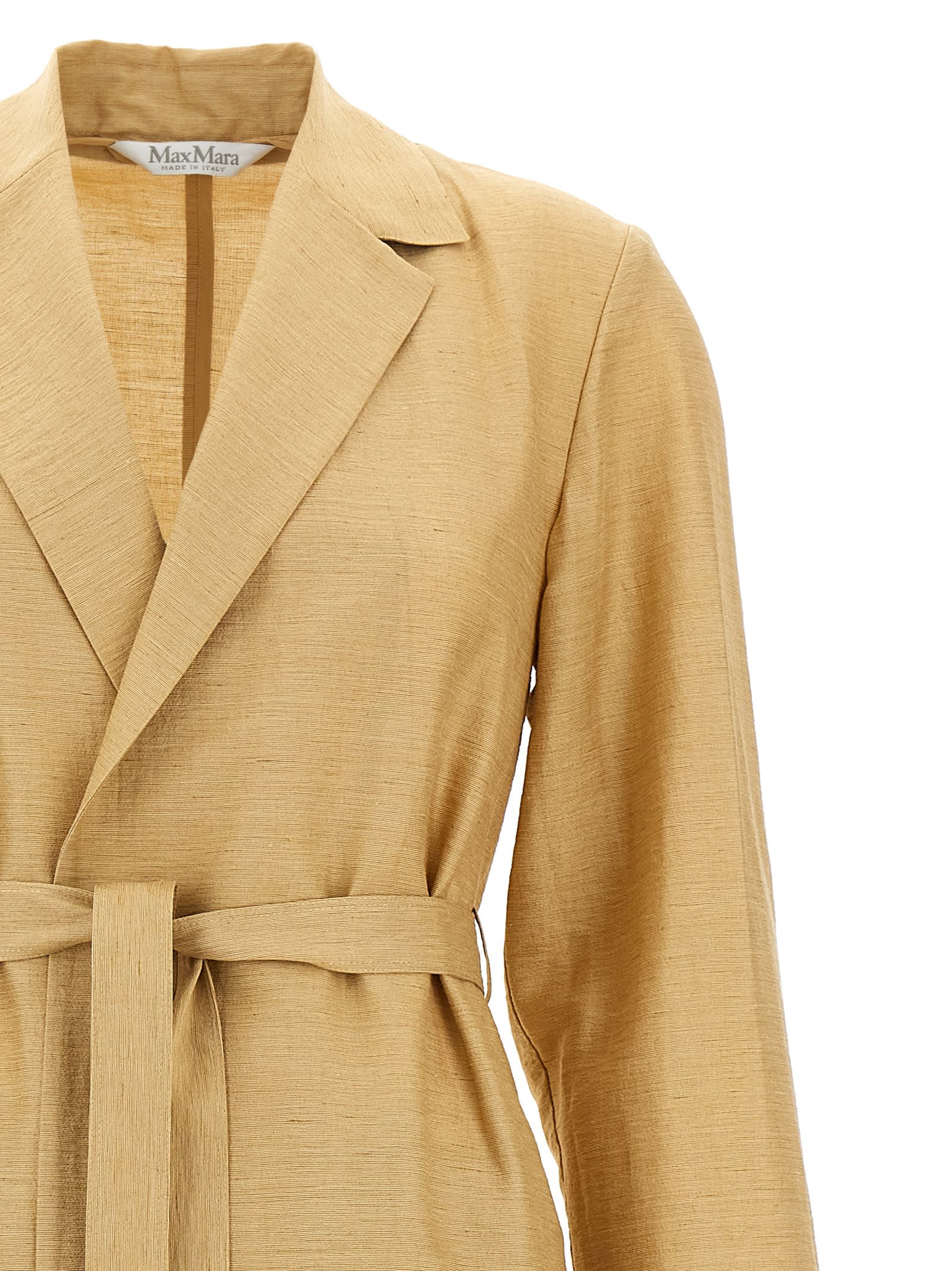 Shop Max Mara Linen And Silk Canvas Overcoat