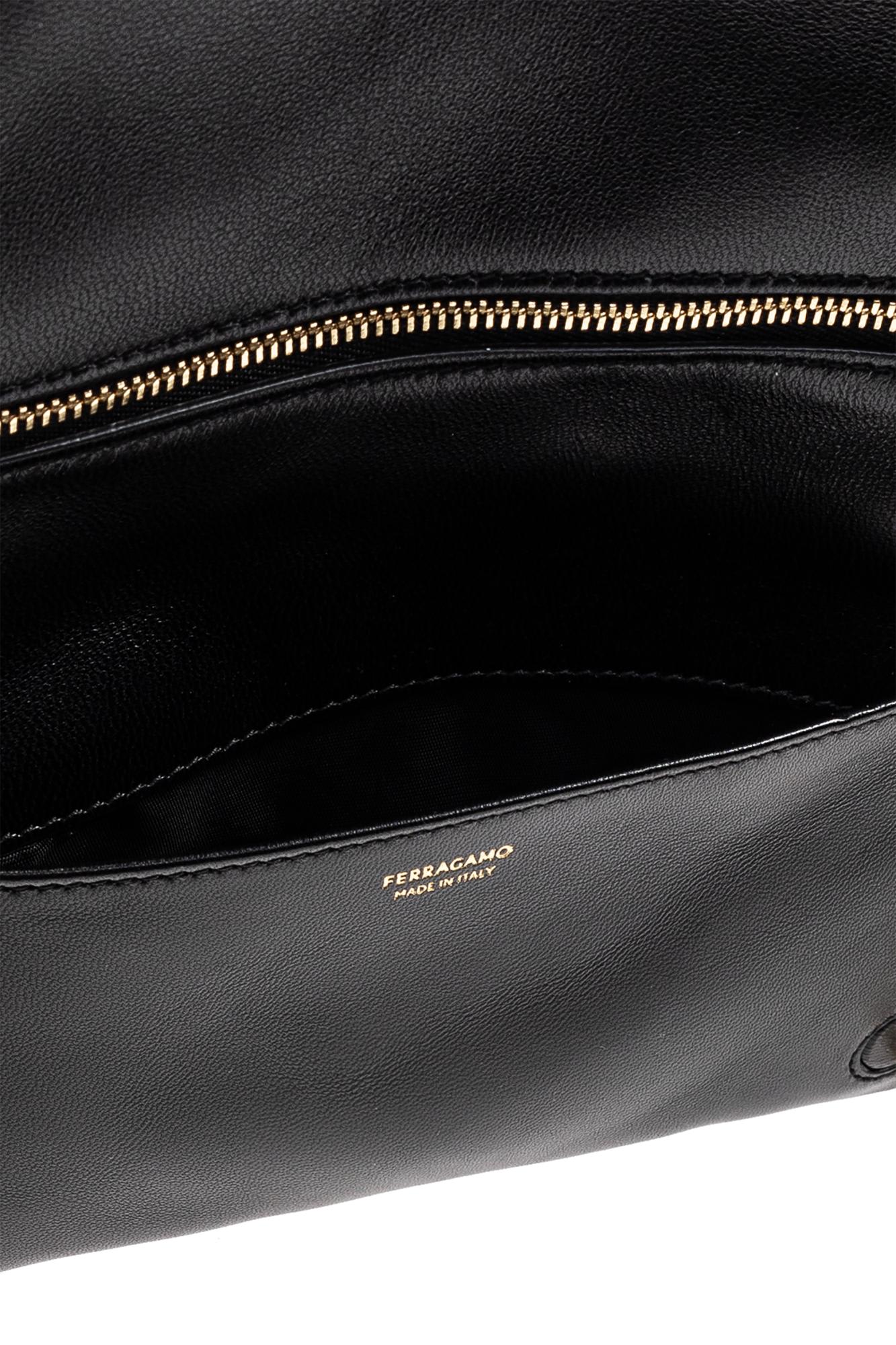 Ferragamo Twisted-detail Wallet-on-chain In Black