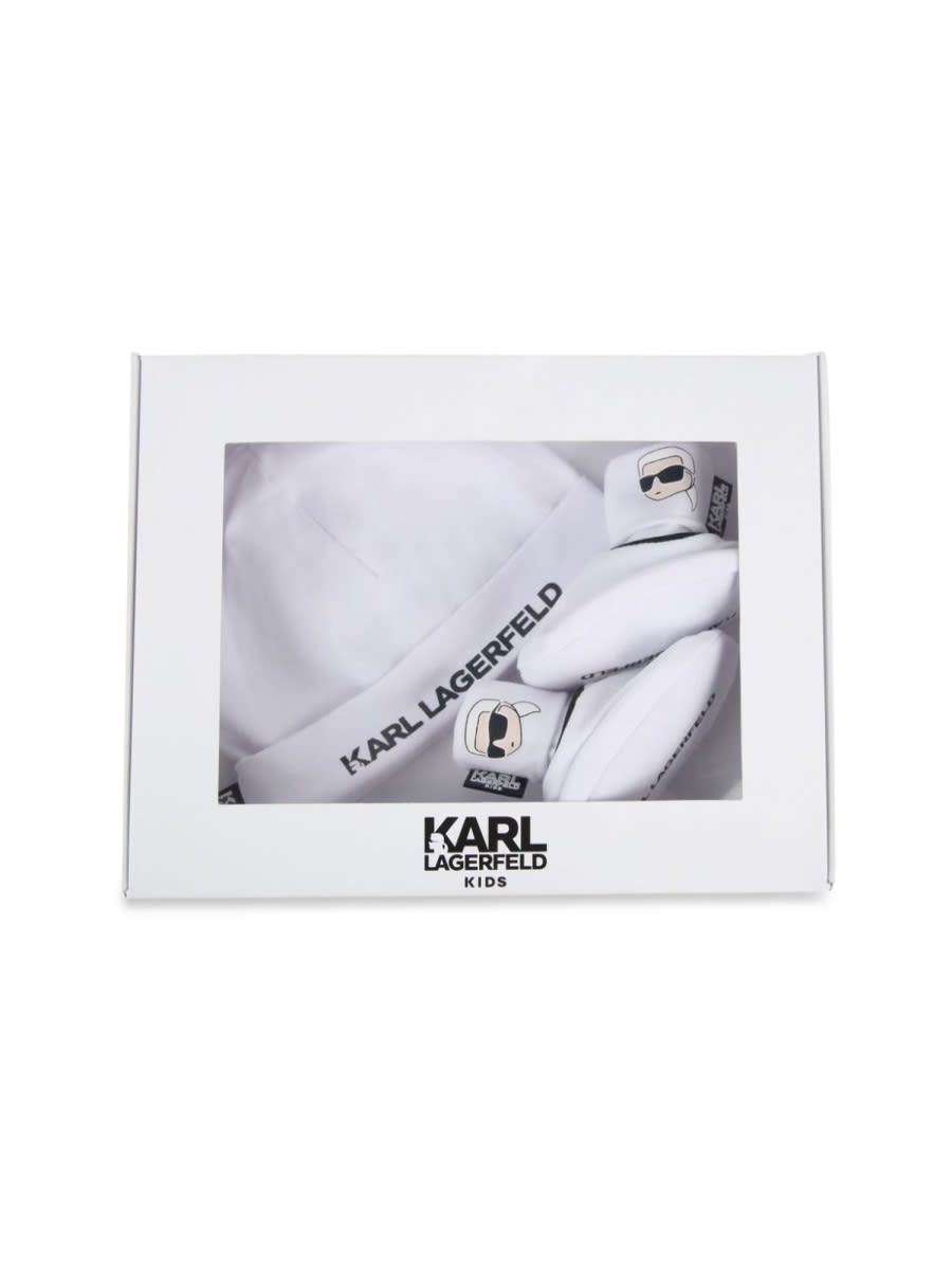 Shop Karl Lagerfeld Bonnet+chaussons+boite In White