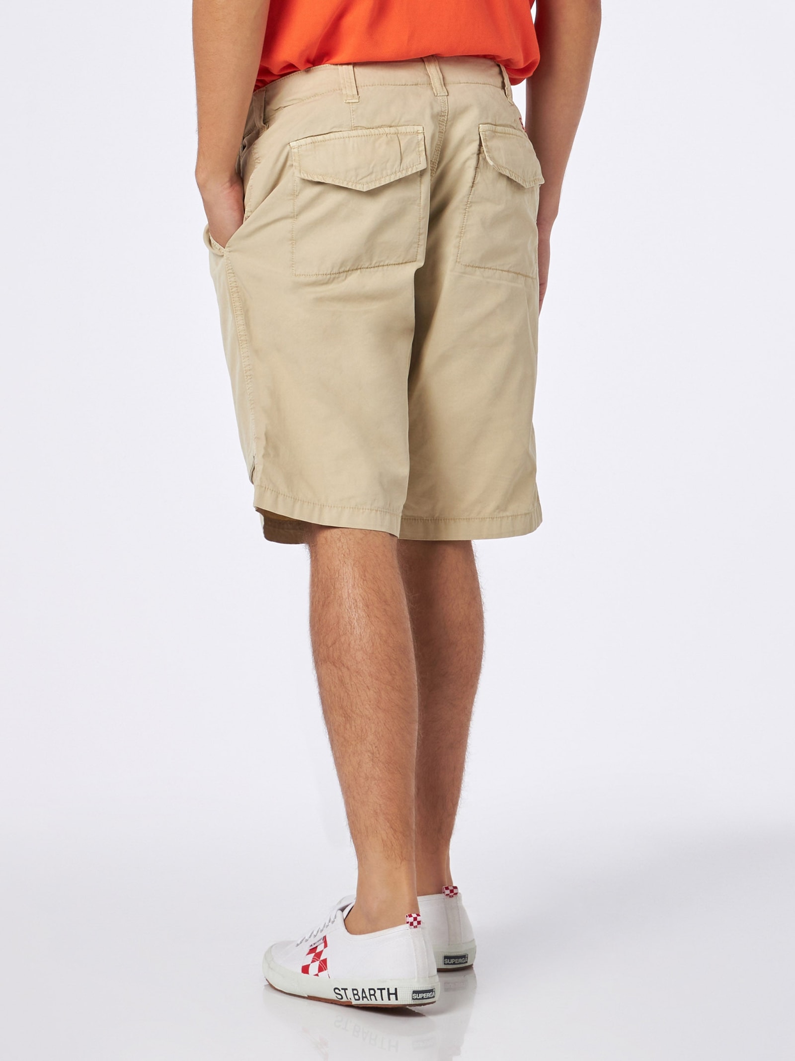 Shop Mc2 Saint Barth Man Beige Bermuda With Side Pockets In Brown