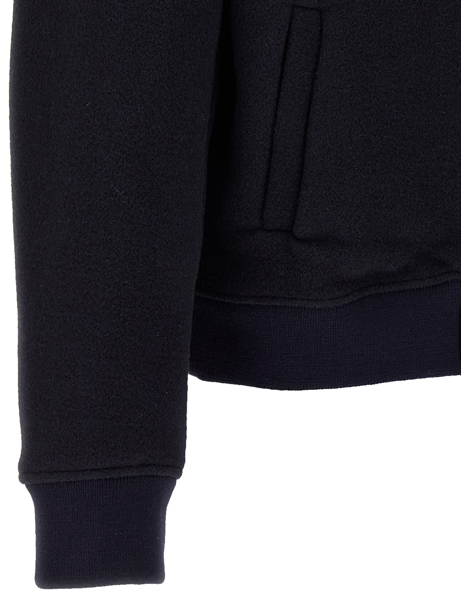 Etro Navy Blue Bomber Jacket With Embroidered Logo And Zip Fastening In Black