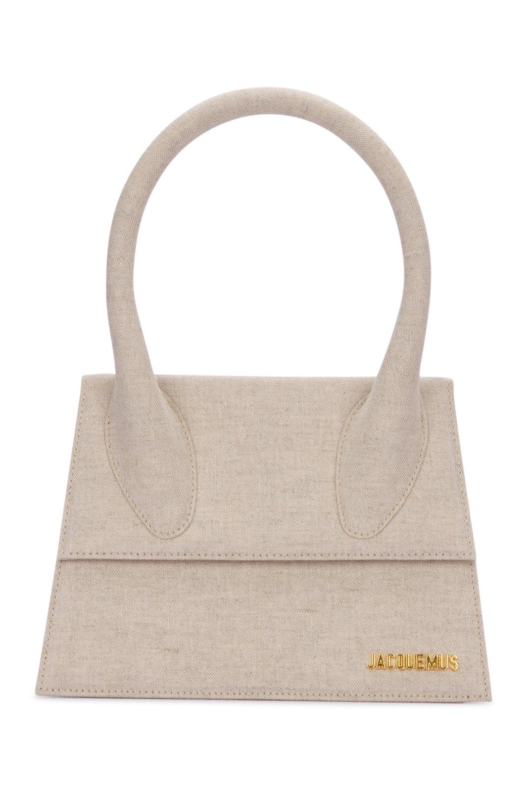 Shop Jacquemus Le Grand Chiquito Logo Lettering Handbag In Grey