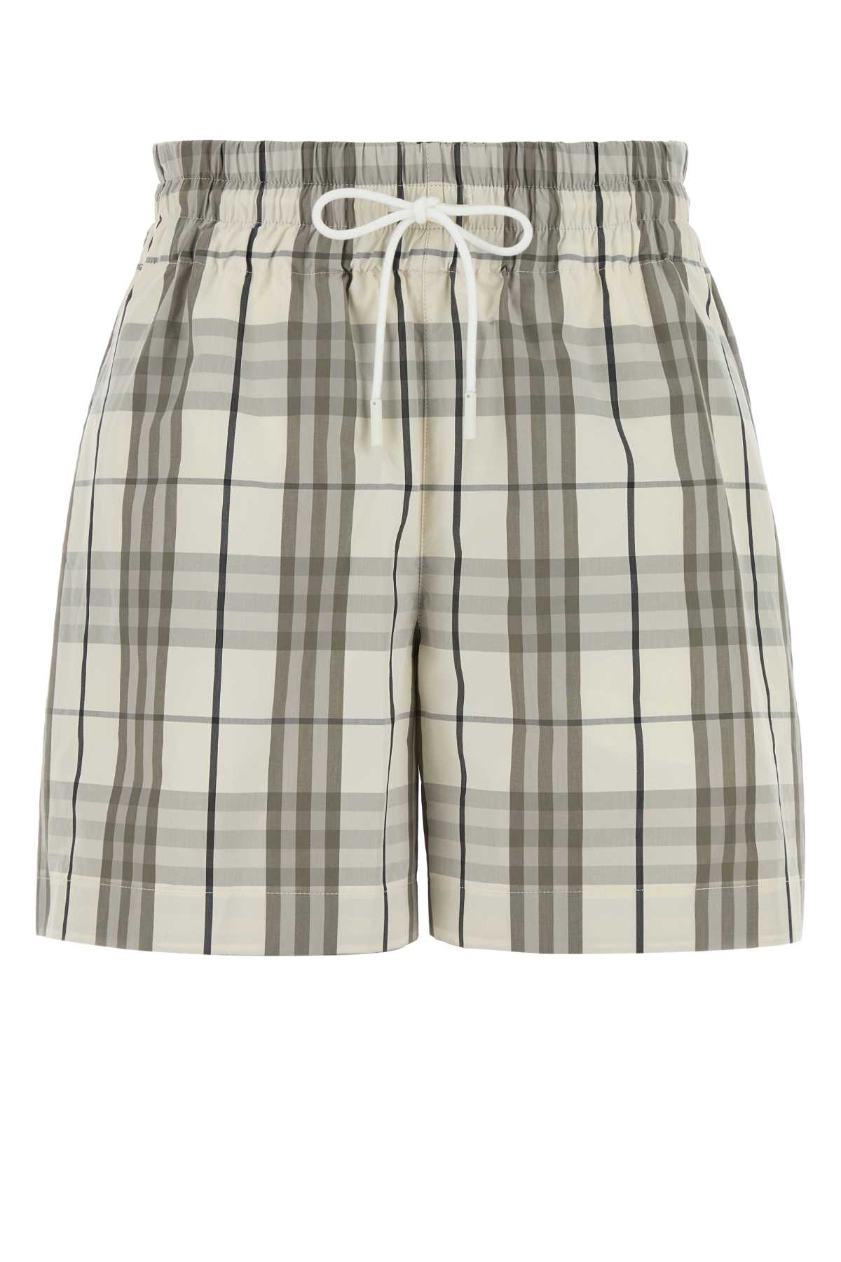 Shop Burberry Embroidered Poplin Shorts