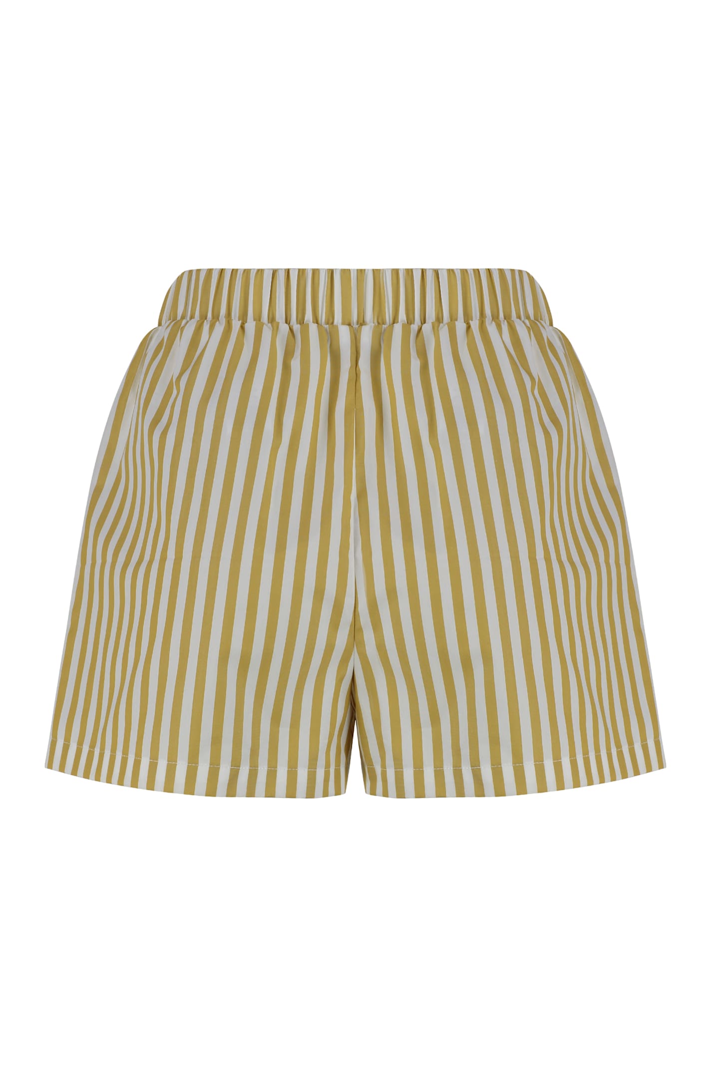 Elisabetta Franchi Striped Poplin Shorts In Neutral