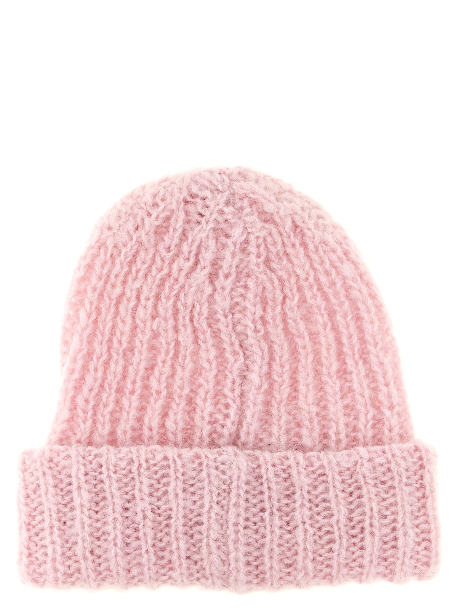 Pinko Ribbed-knit Beanie In Pink