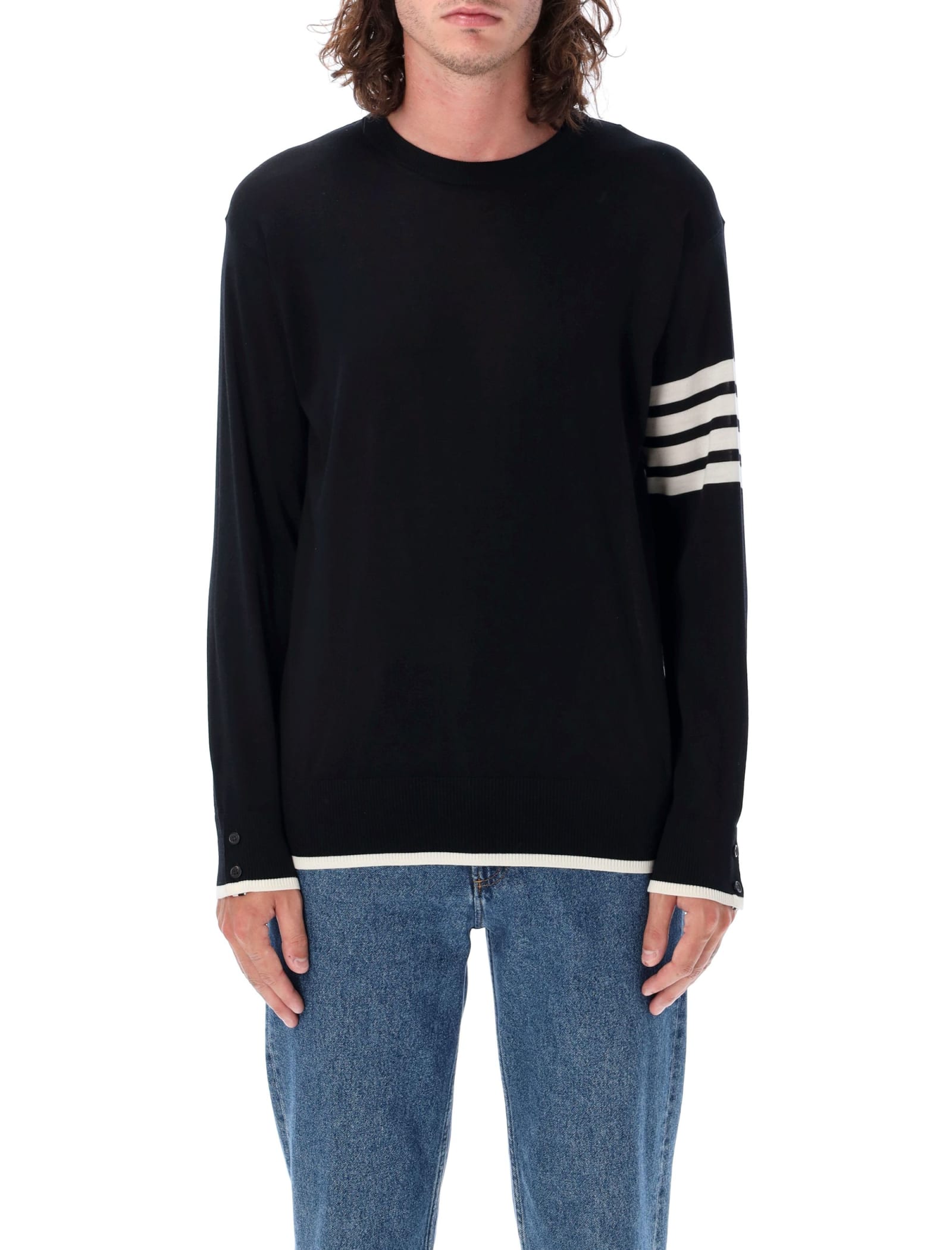 Shop Thom Browne Stitch Relaxed Fit Pull In Black