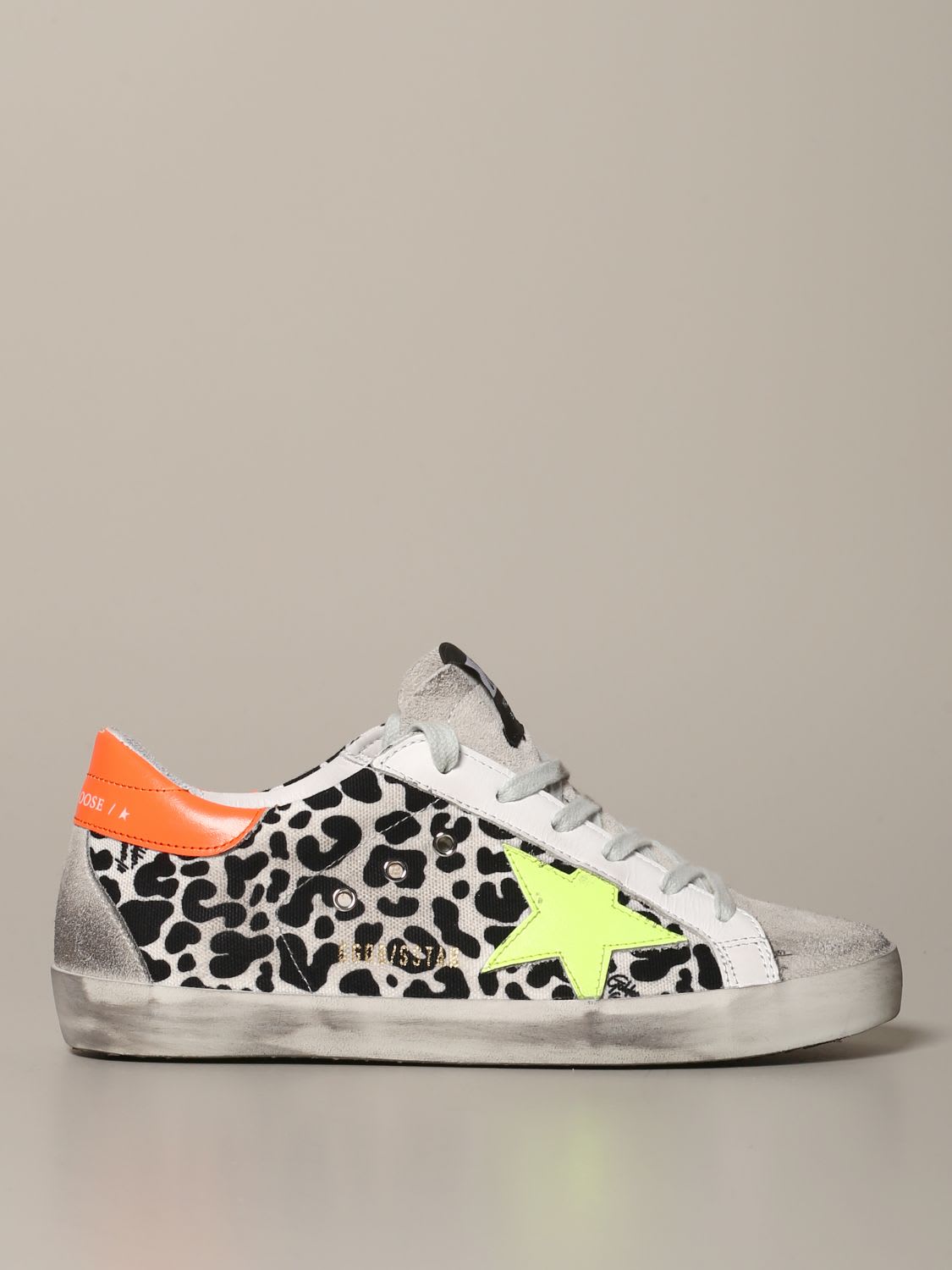 Golden Goose Trainers In Leather And Animal Print Canvas In White