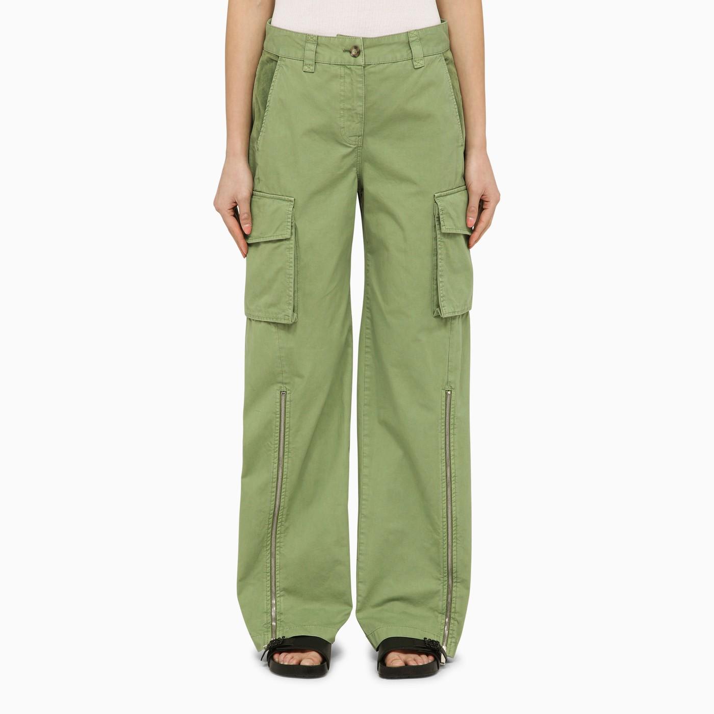 Shop Stella Mccartney Pistachio-coloured Cotton Cargo Trousers In Verde