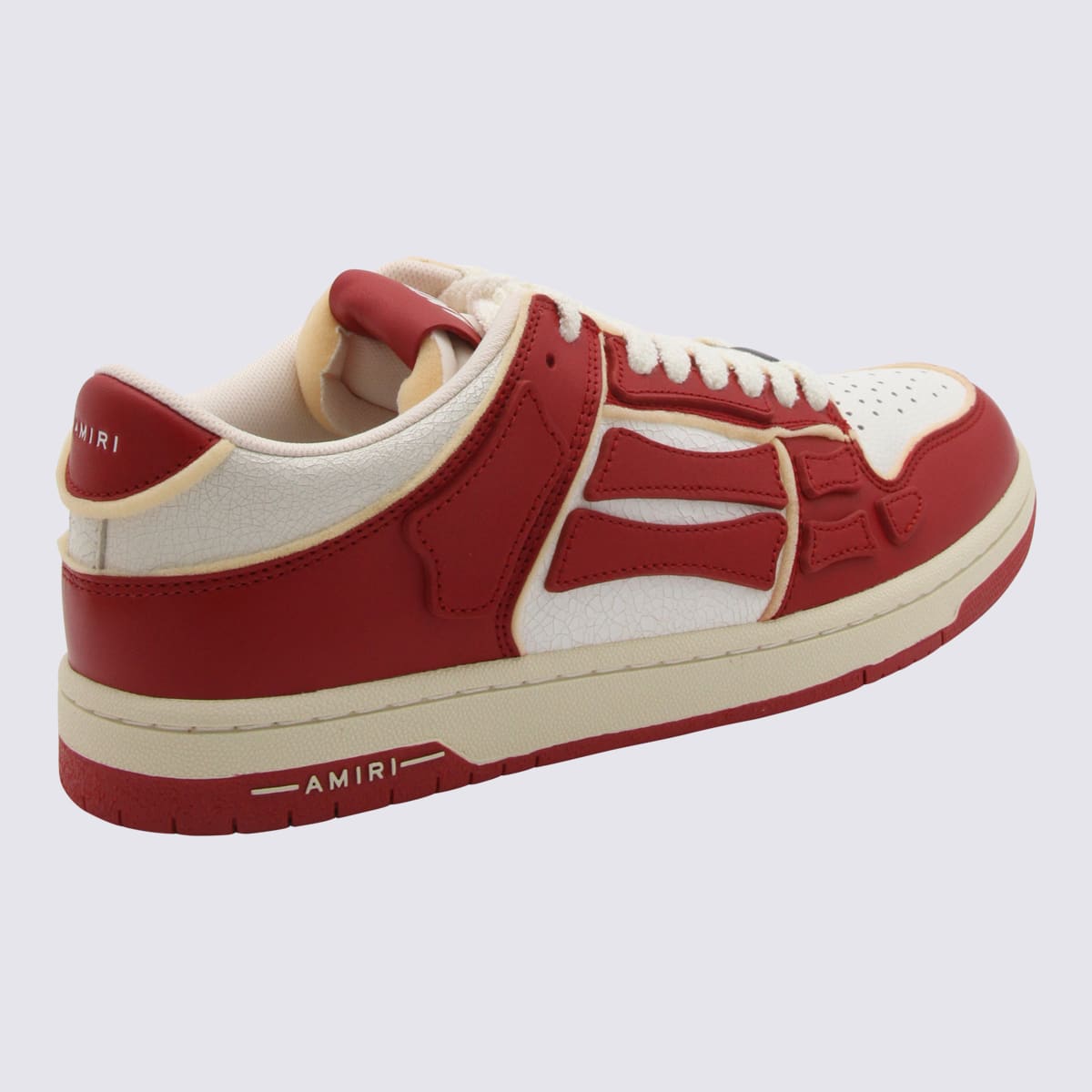 Shop Amiri Red And White Leather Sneakers