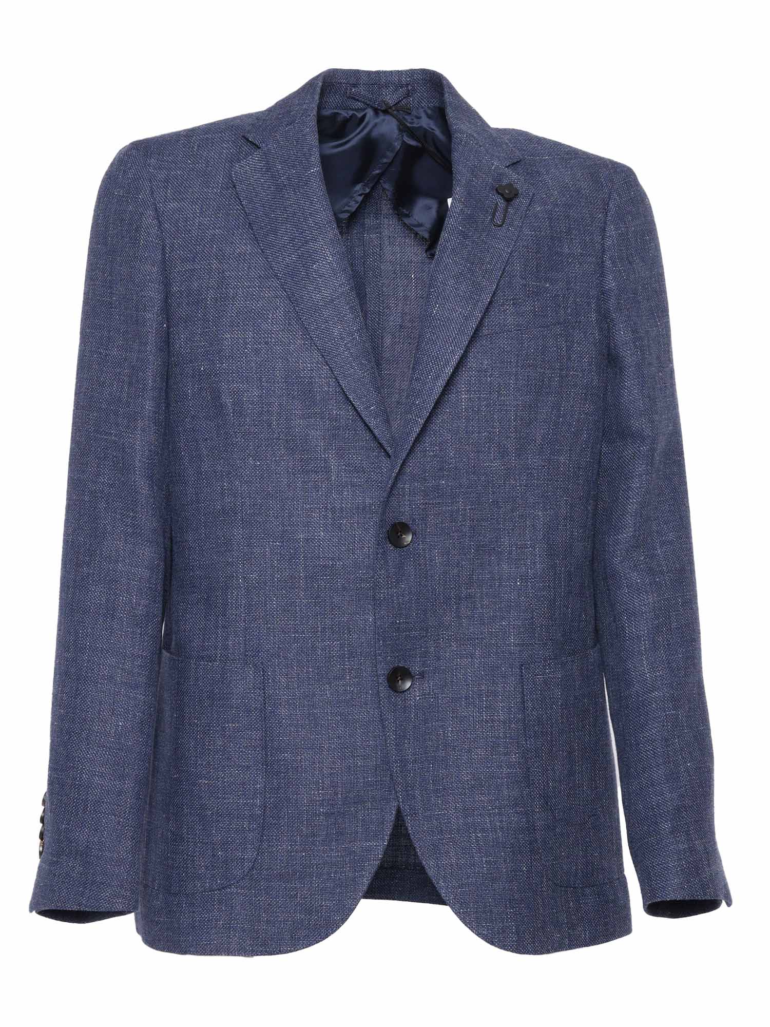 Shop Lardini Blue Single-breasted Jacket