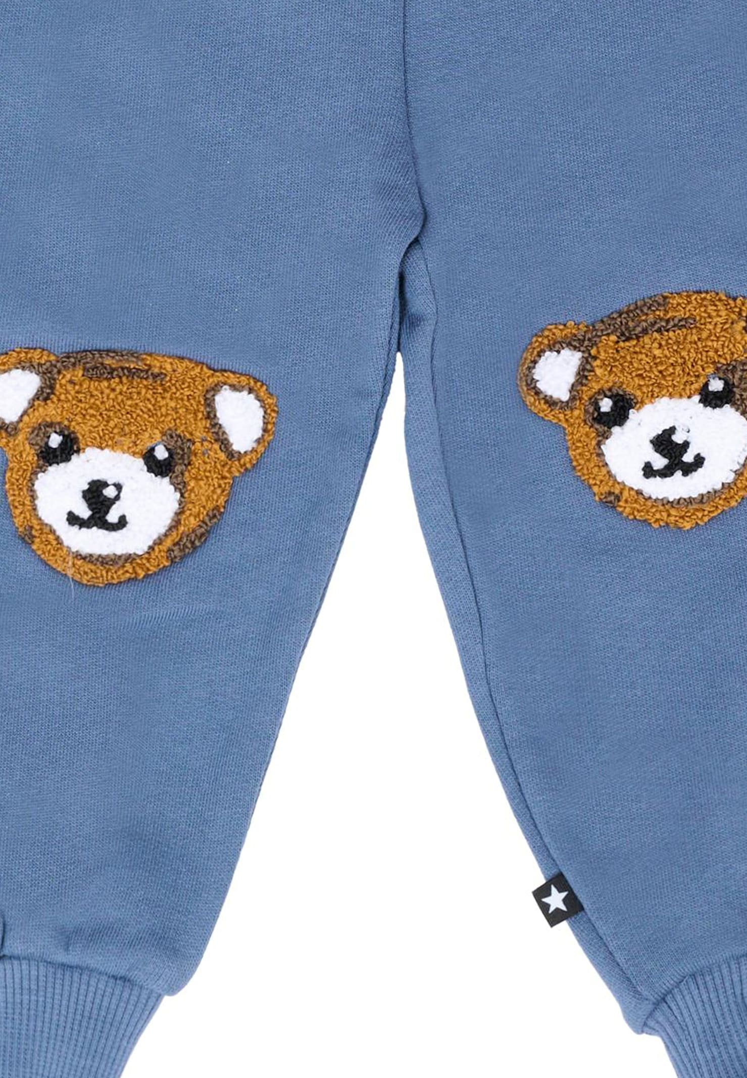 Molo Blue Trousers For Baby Boy With Bear In Blue