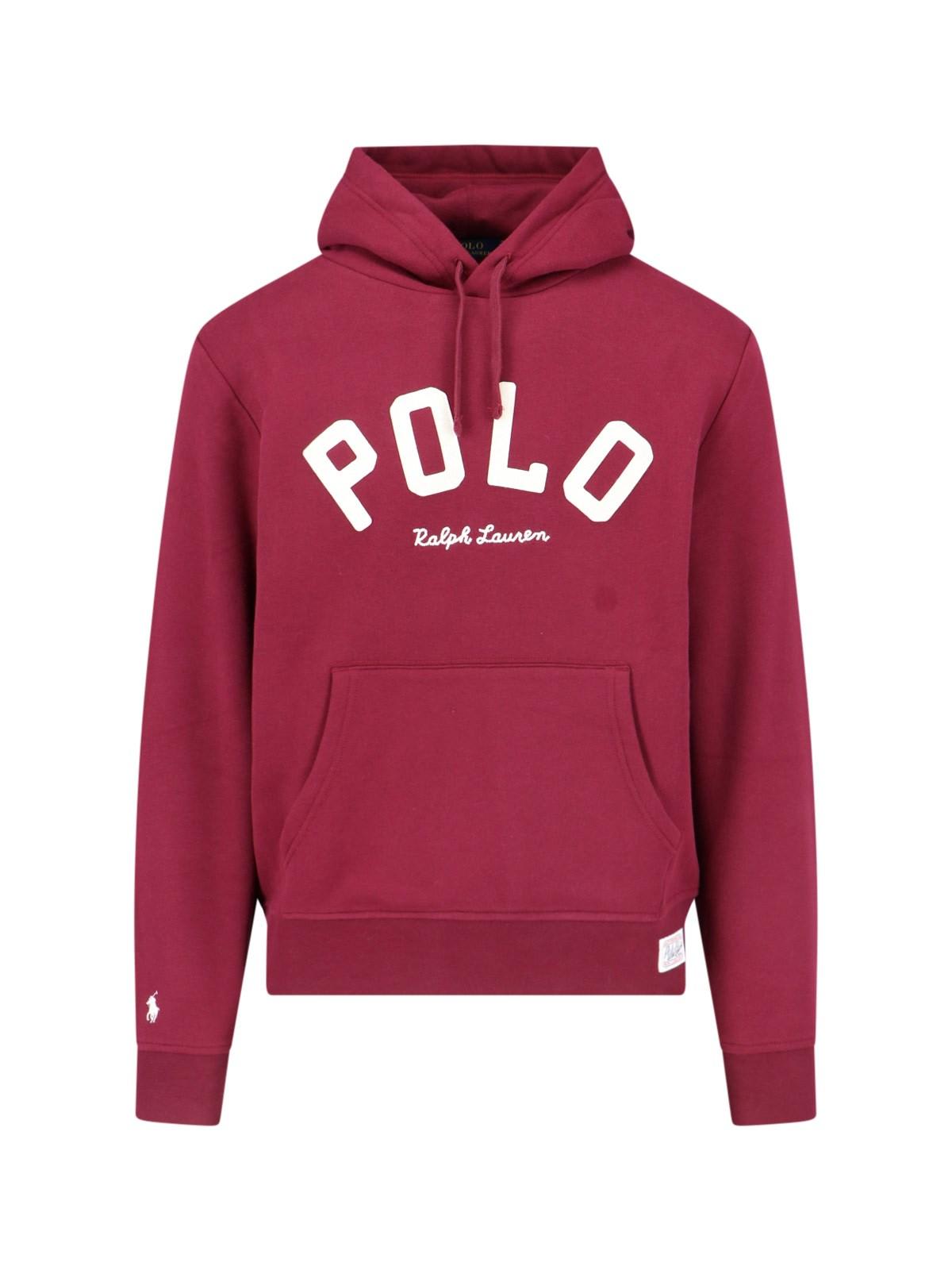 Shop Polo Ralph Lauren Logo Hoodie In Rosso