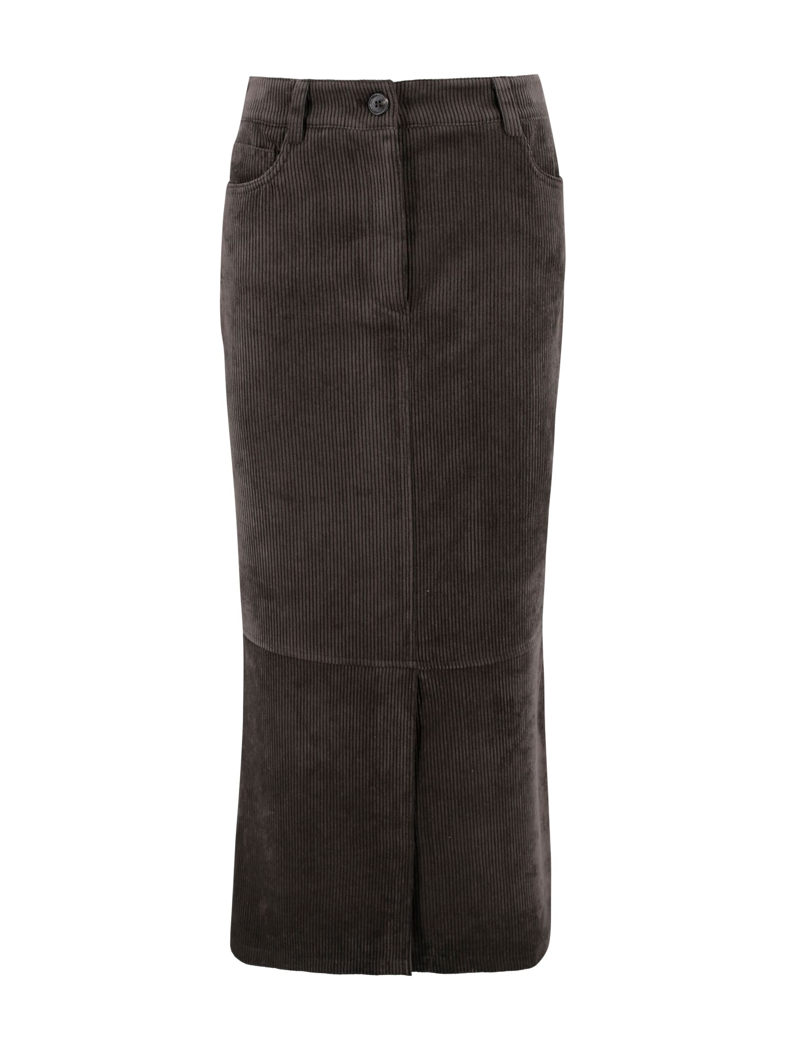 D Exterior Belt Loop Skirt In Brown