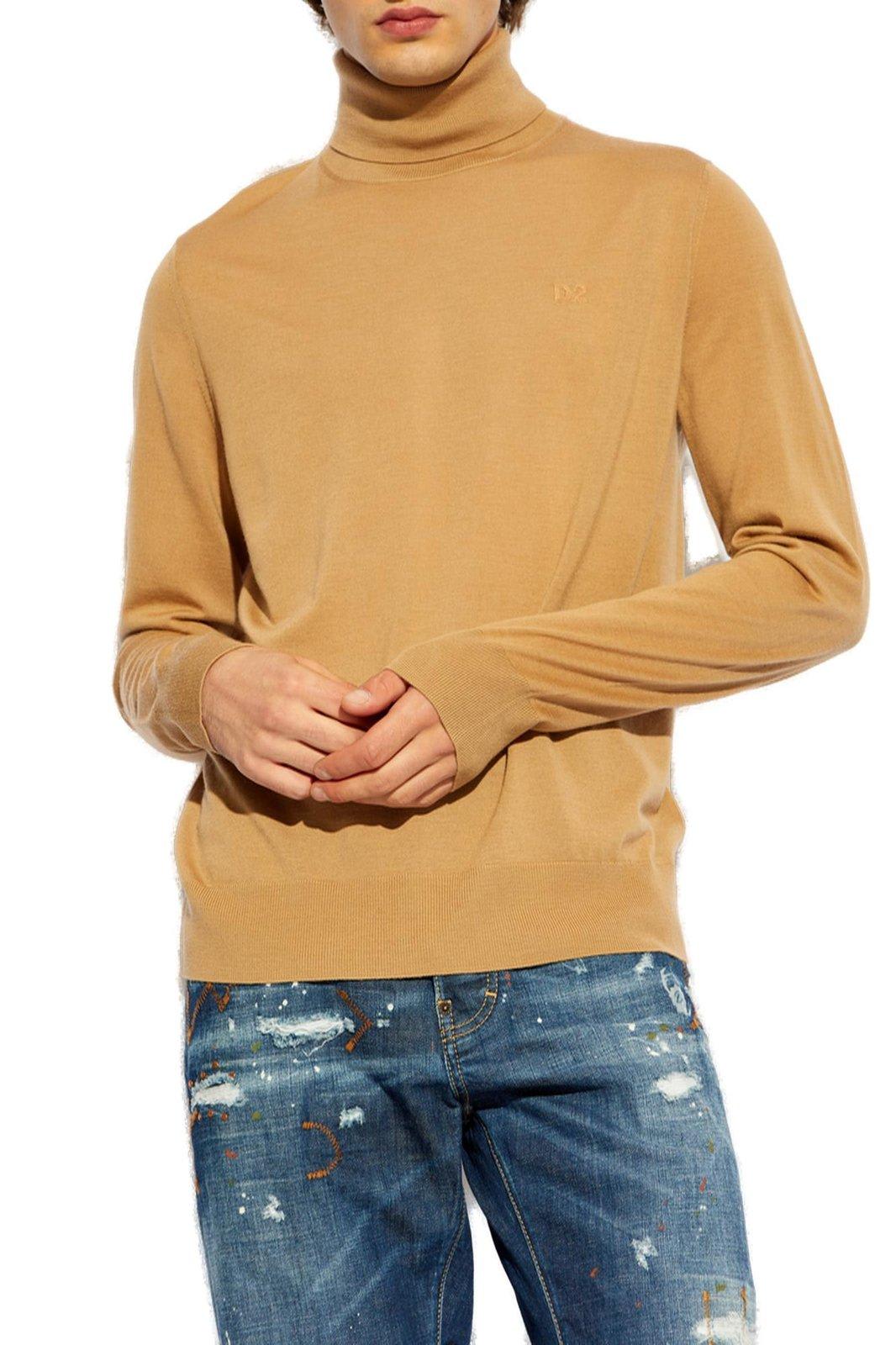 Shop Dsquared2 Roll-neck Knitted Jumper In Sand