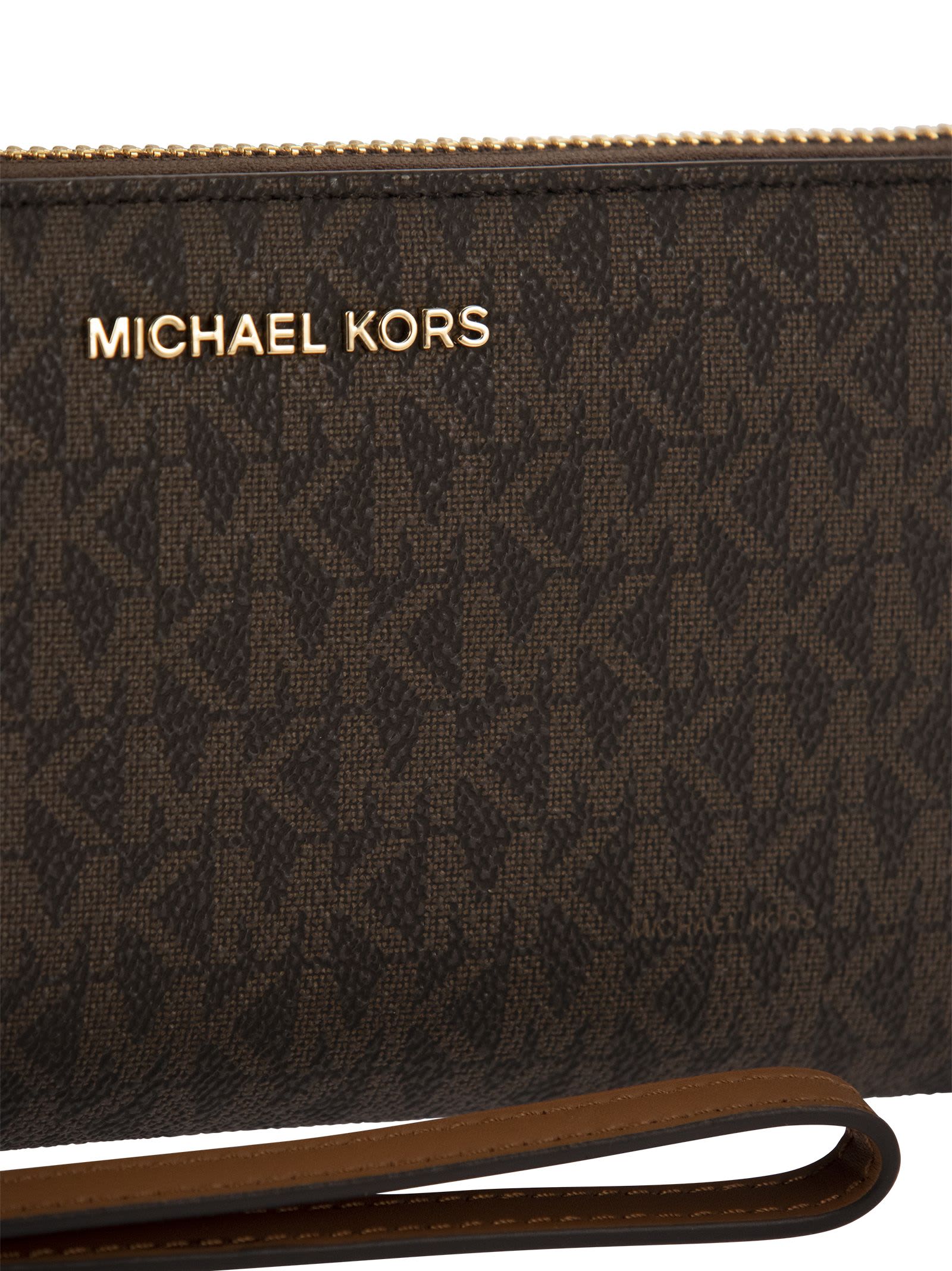 Shop Michael Kors Wallet With Logo In Chocolate