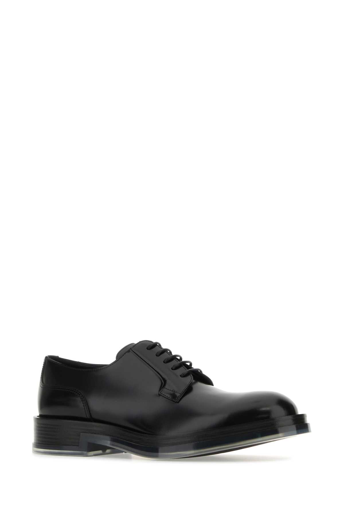 Shop Alexander Mcqueen Black Leather Float Lace-up Shoes In Blacktransparent