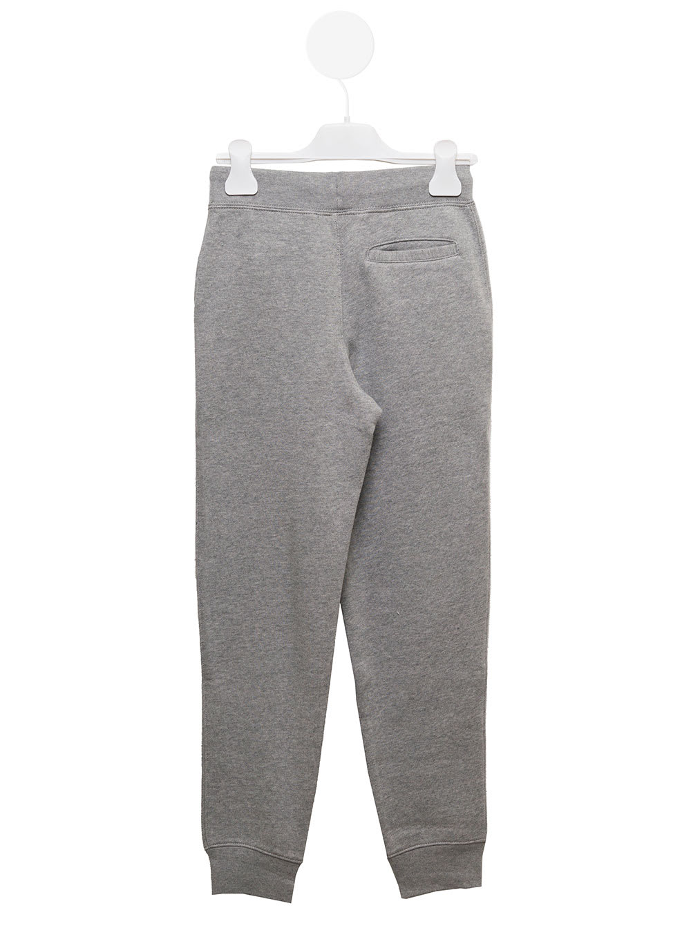 Shop Ralph Lauren Grey Jogger Pants With Logo Embroidery And Drawstring In Cotton Blend Boy
