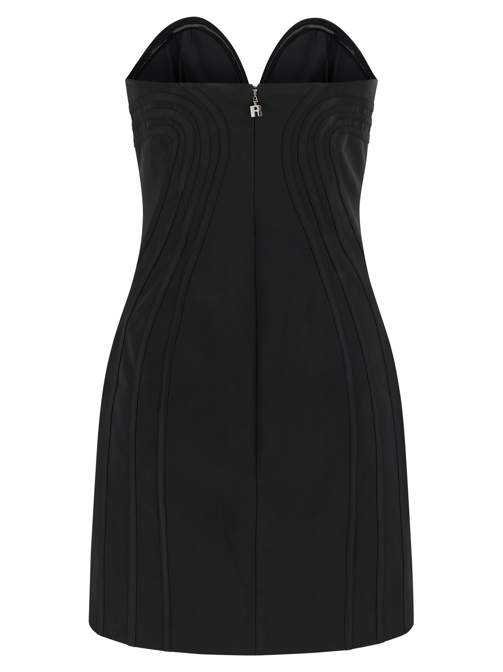 Rotate Birger Christensen Black Satin Mini Dress With Sweetheart Neckline In Black