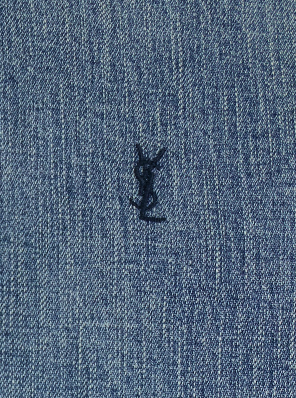 Saint Laurent Cassandre' Blue Cotton Shirt In Multi