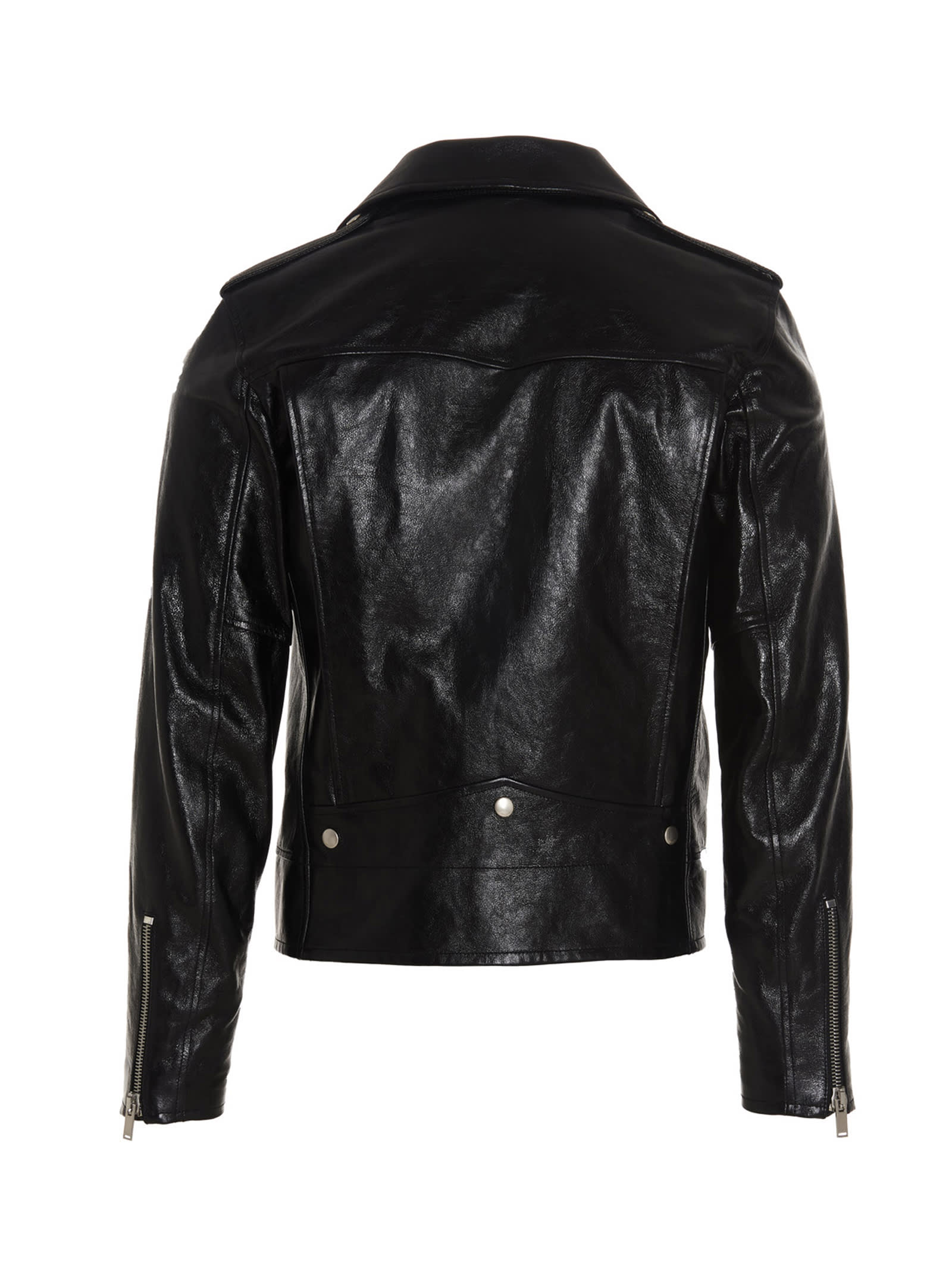 Shop Saint Laurent Classic Motorcycle Leather Jacket In Black