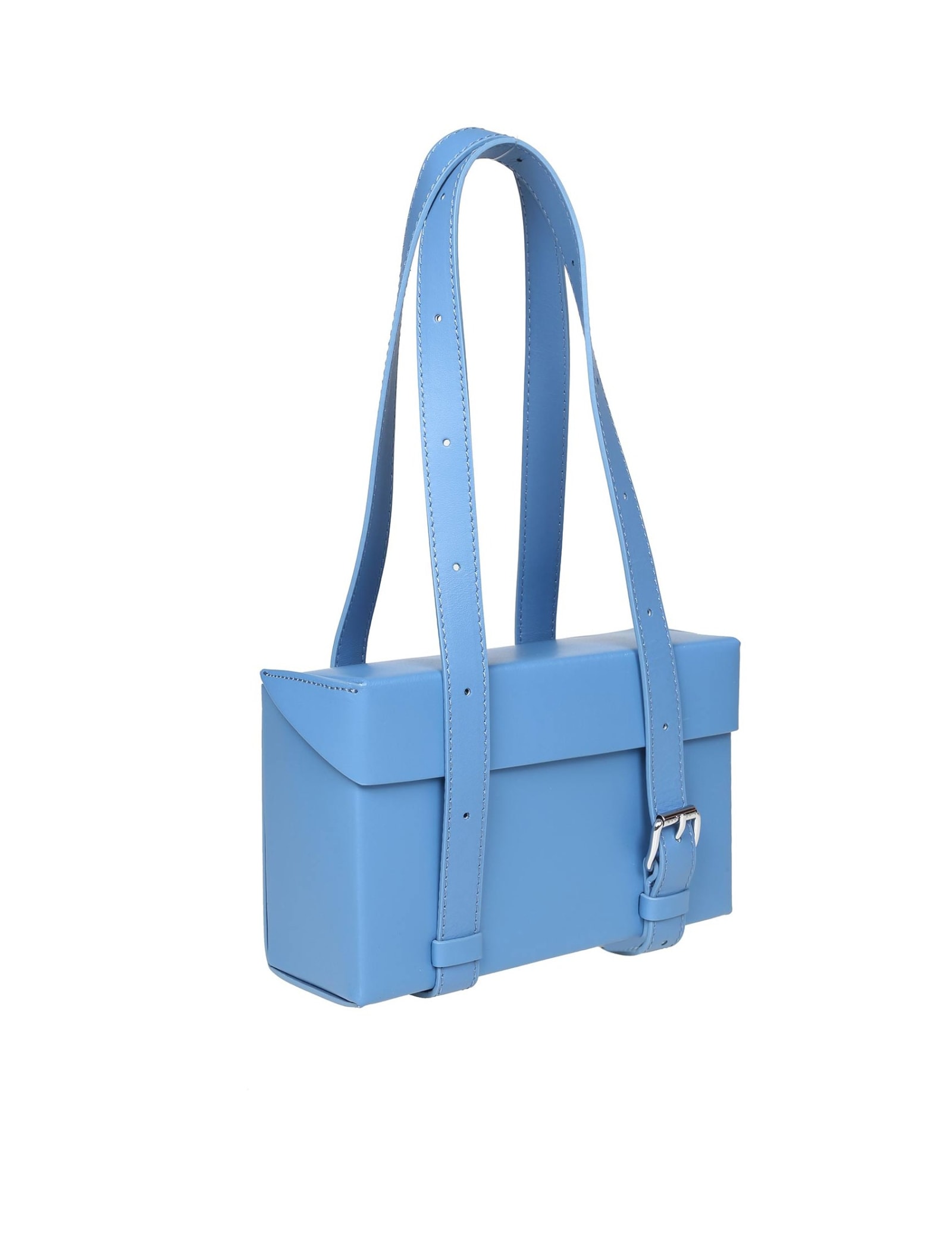 MM6 MAISON MARGIELA SMALL CLUTCH BOX IN LEATHER COLOR LIGHT BLUE