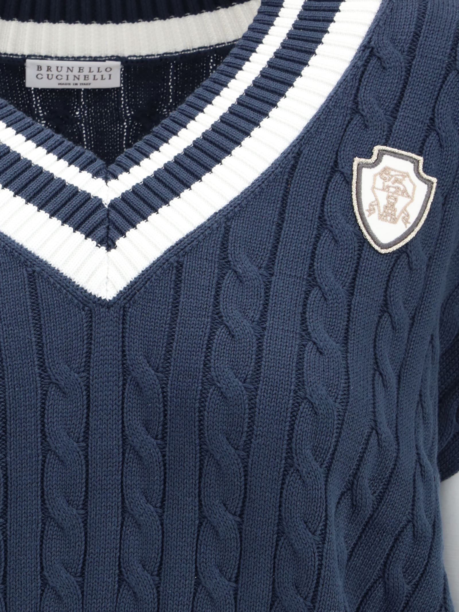 Brunello Cucinelli Aran-patterned Vest In Blue