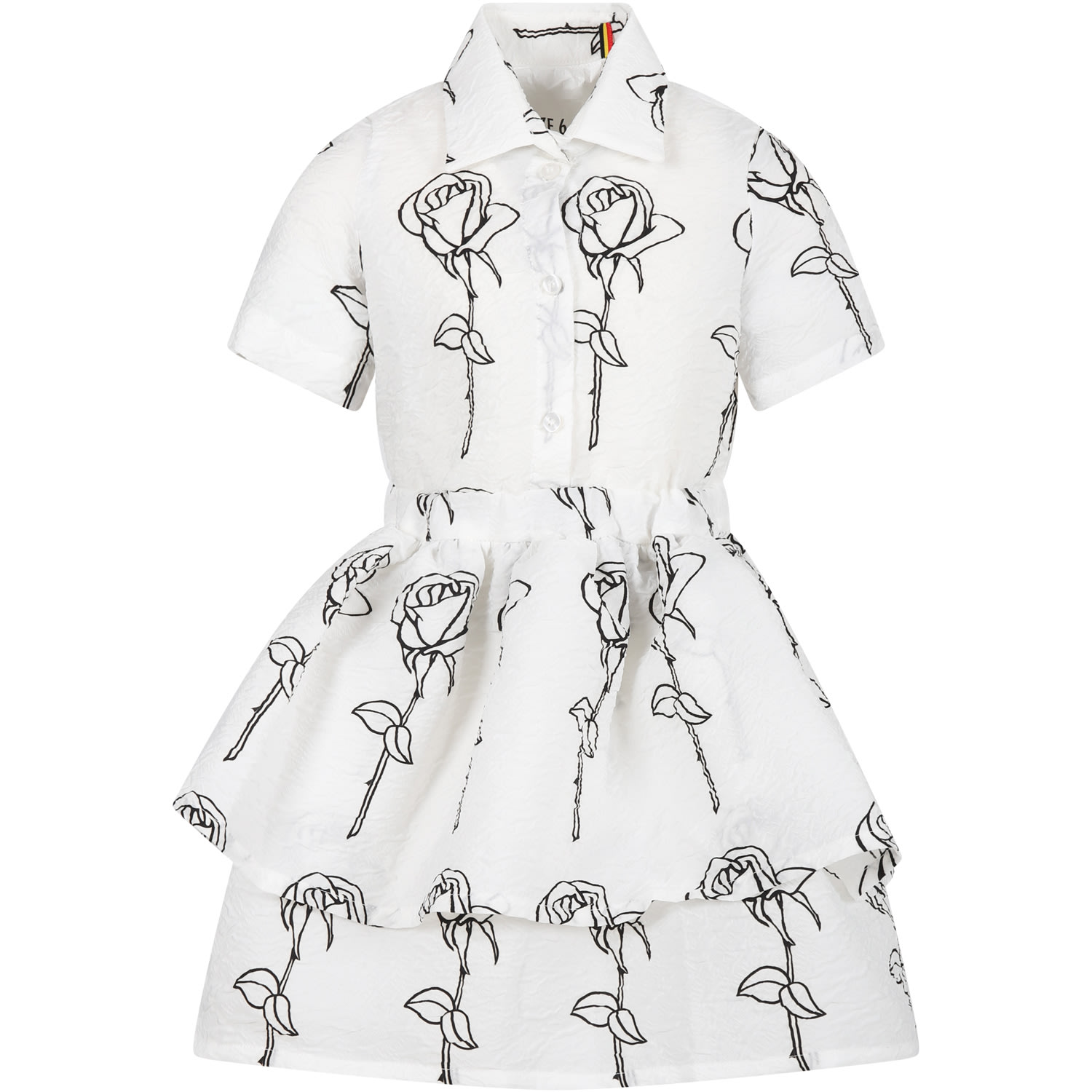Caroline Bosmans Kids' White Dress For Girl With Print