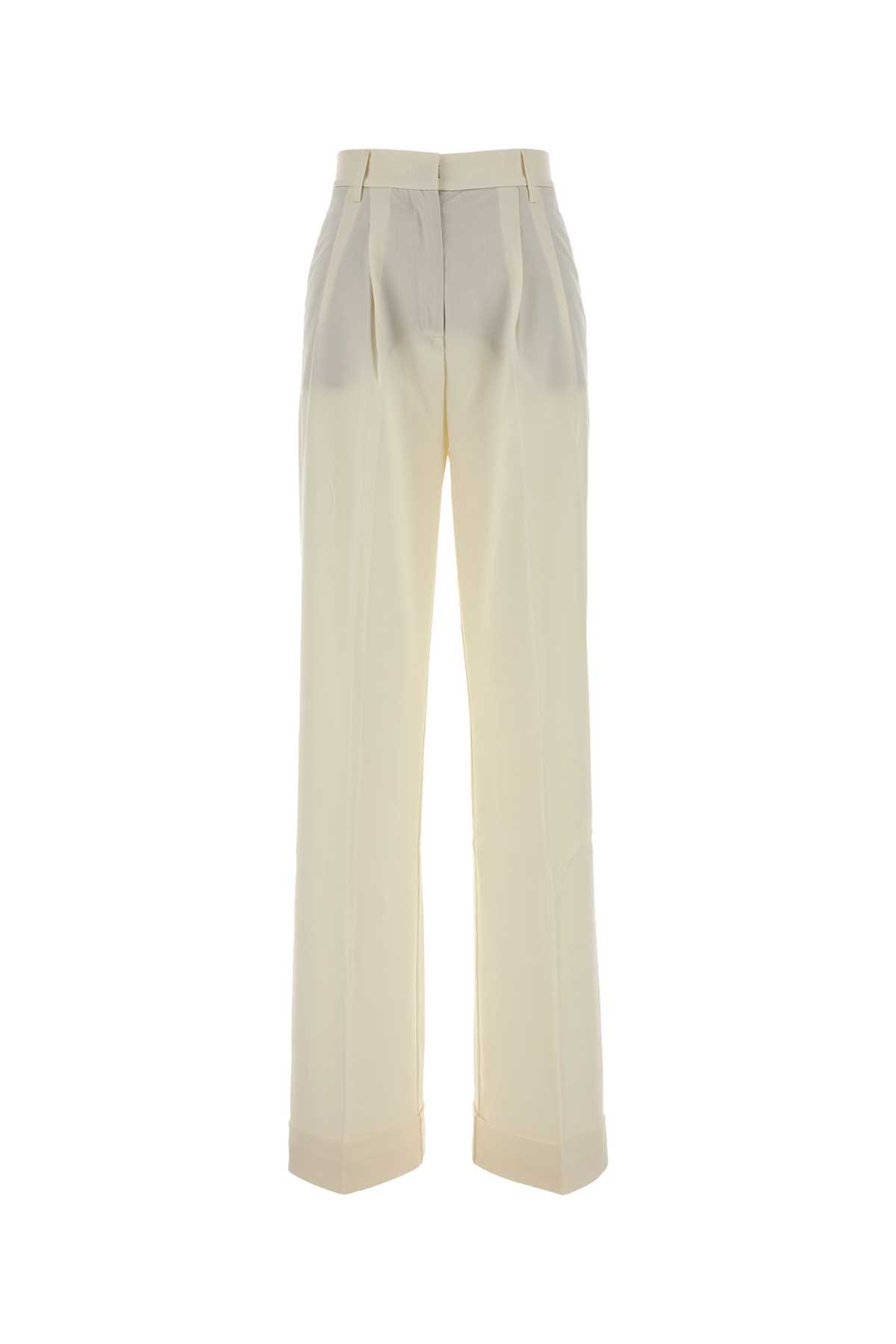 The Andamane Ivory Stretch Gabardine Palazzo Pant In White