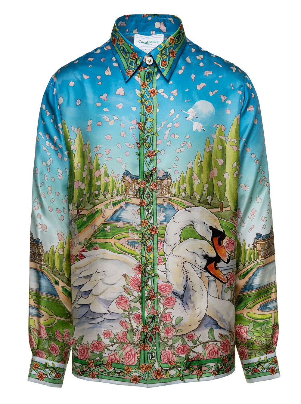 lamour En Fleur Multicolor All-over Graphic Print Shirt In Silk Man Casablanca