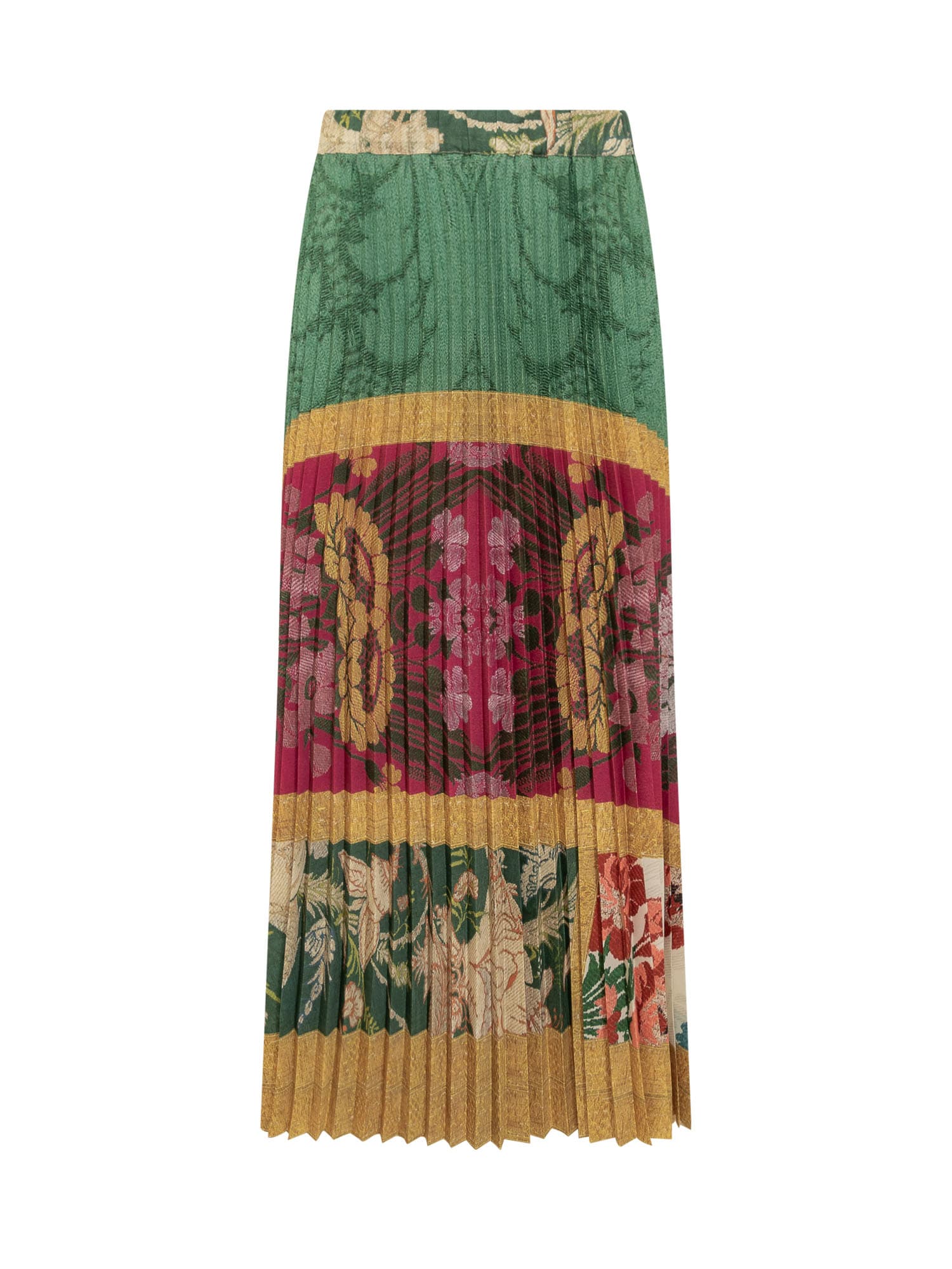 Shop Pierre-louis Mascia Skirt With Floral Print In Verde Bordeaux Multi