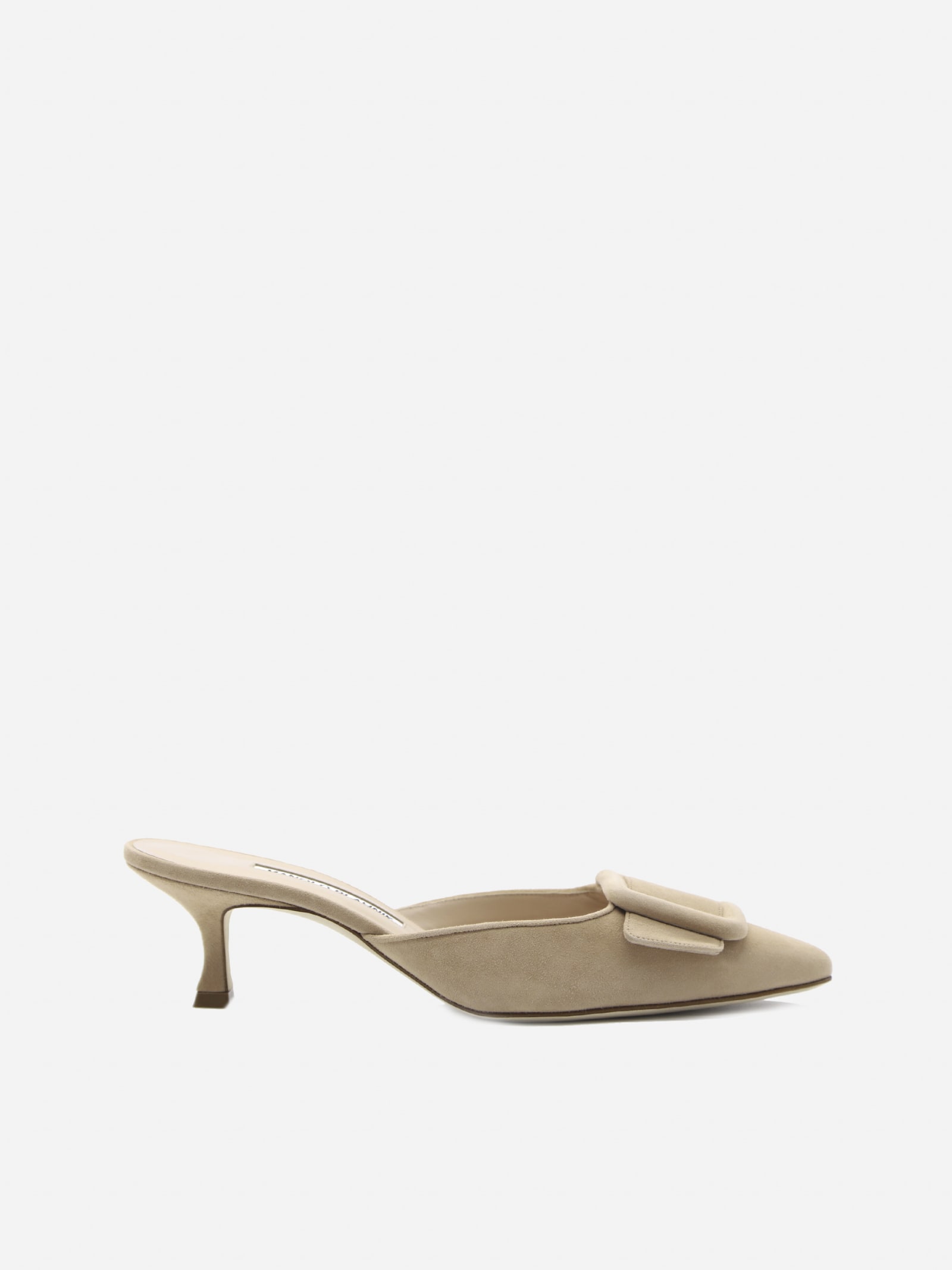 Manolo Blahnik Maysale Suede Mules With Decorative Buckle