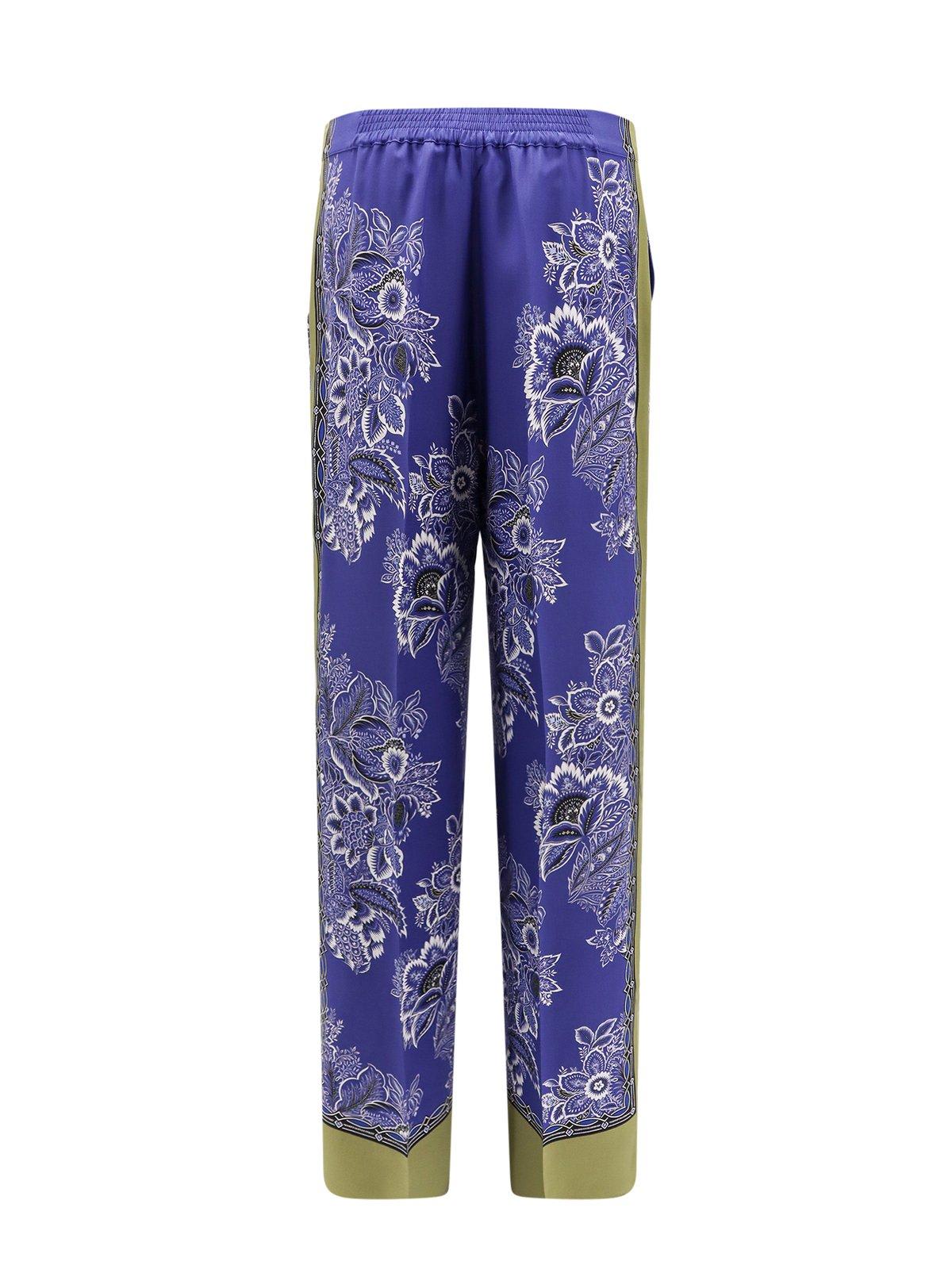 Shop Etro Bandana Print Straight-leg Trousers In Blue