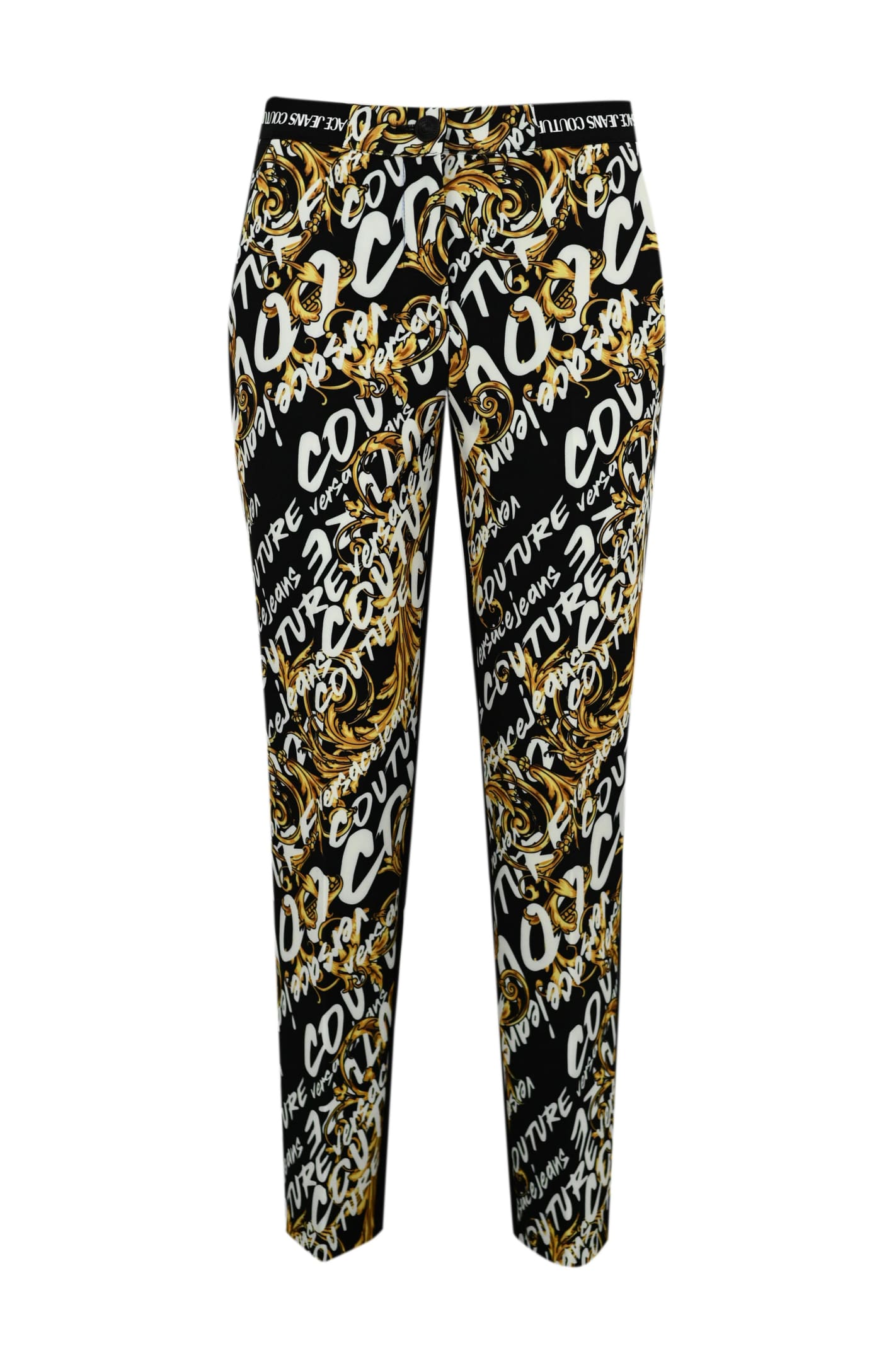 Versace Jeans Couture Cropped Trousers With Brush Couture Print
