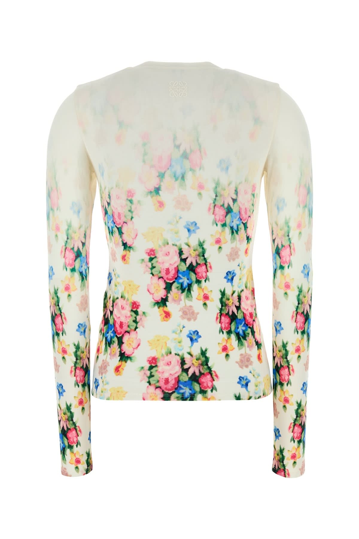 Loewe Stretch Modal T-shirt Floral Pattern In Whitemulticolor