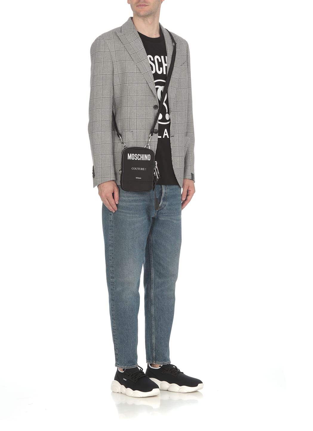 Moschino Black Double Question Mark Logo T-shirt In Black